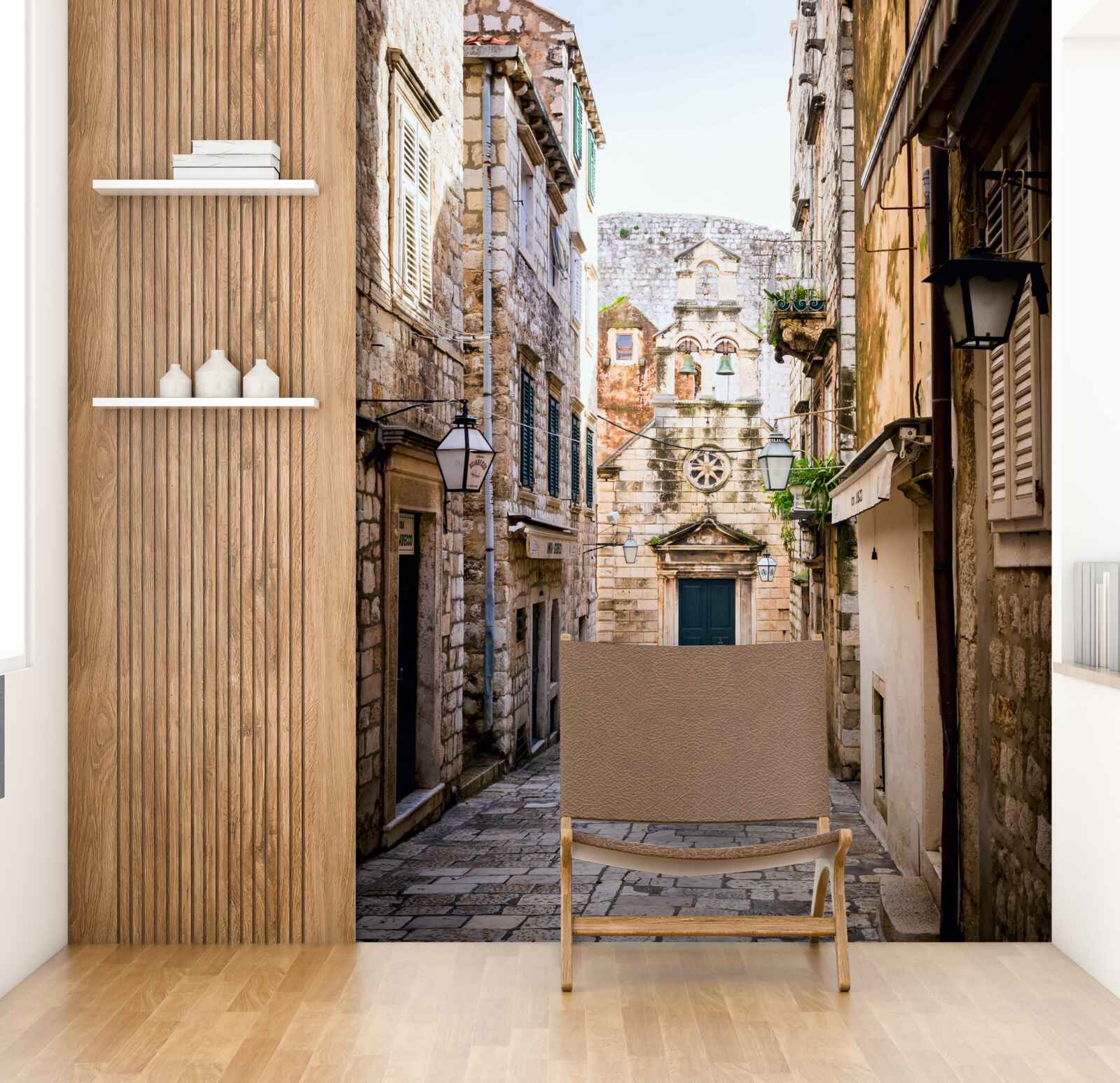 Fototapet stradă veche pavată cu piatră