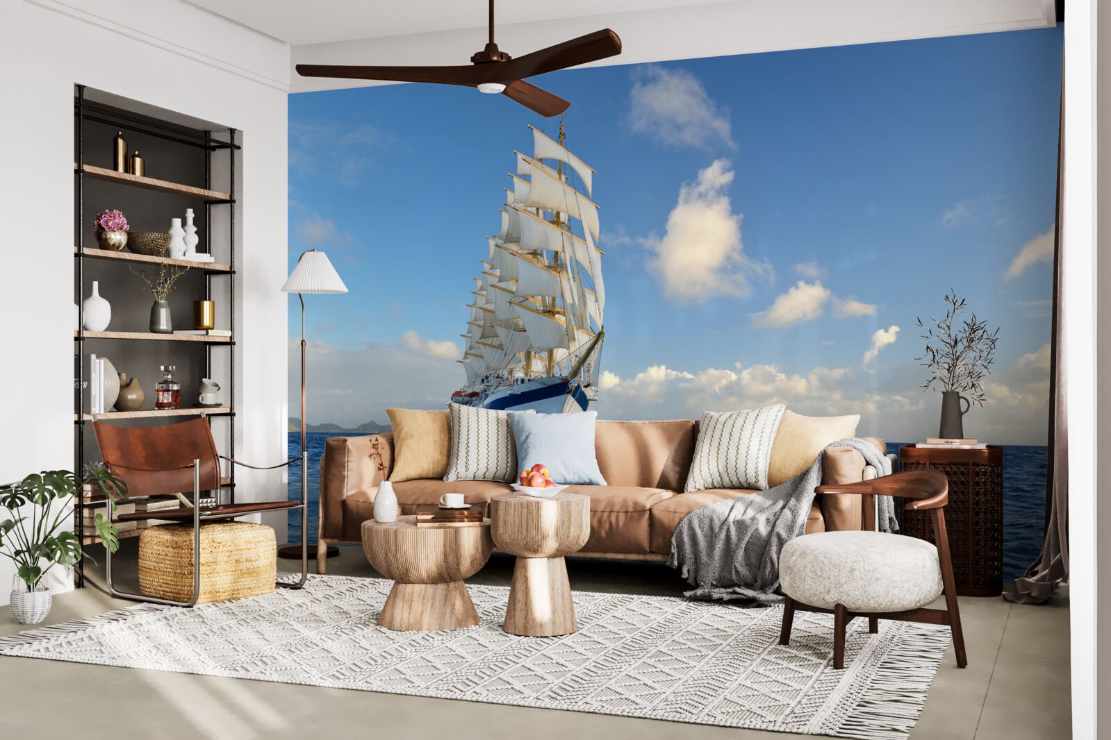 Fototapet o navă care navighează pe o mare agitată