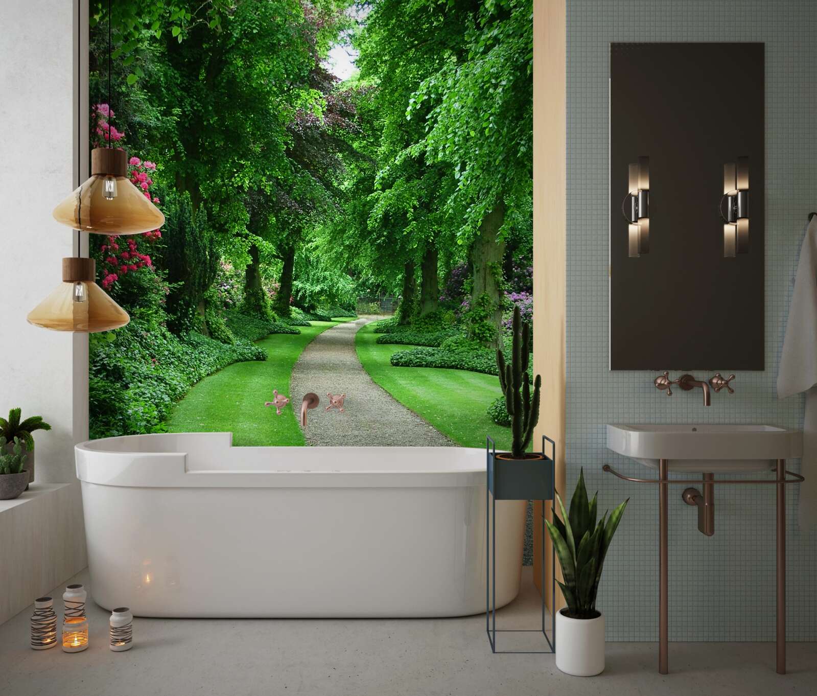 Fototapet cărare printre copacii de smarald