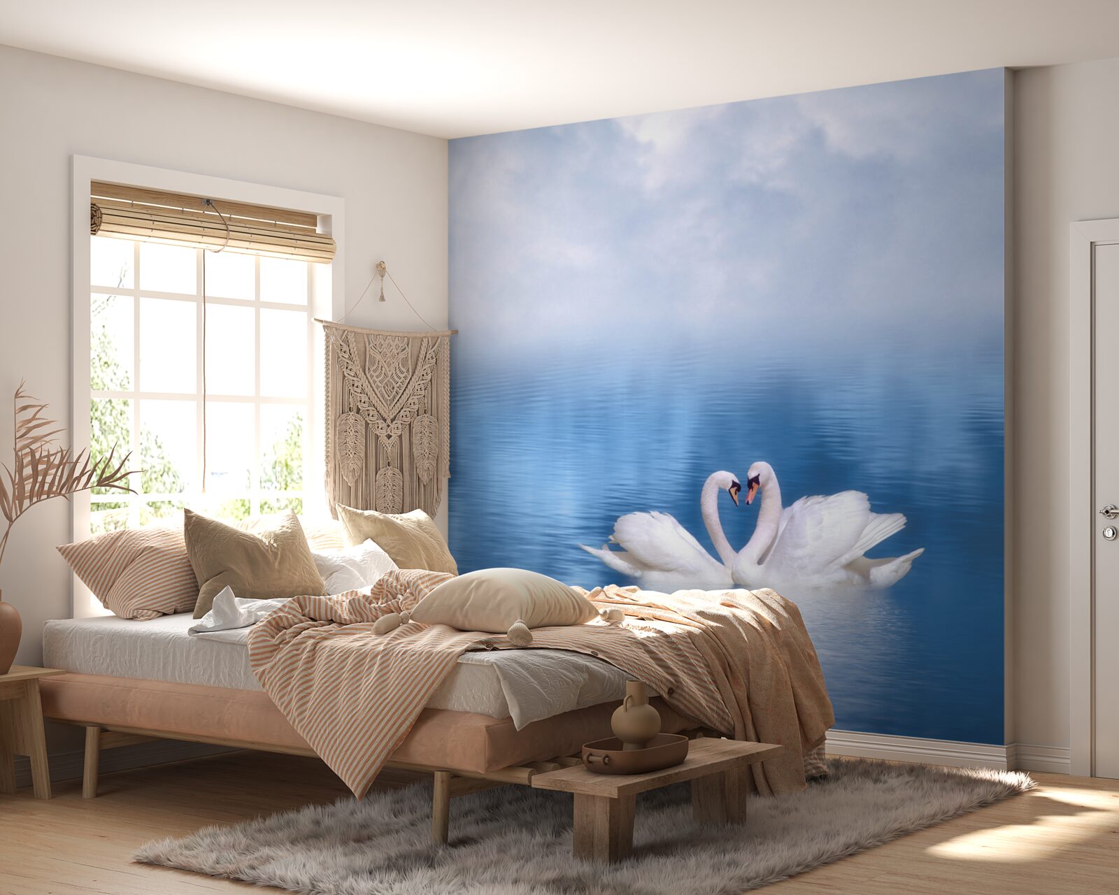 Fototapet două lebede pe o suprafață calmă