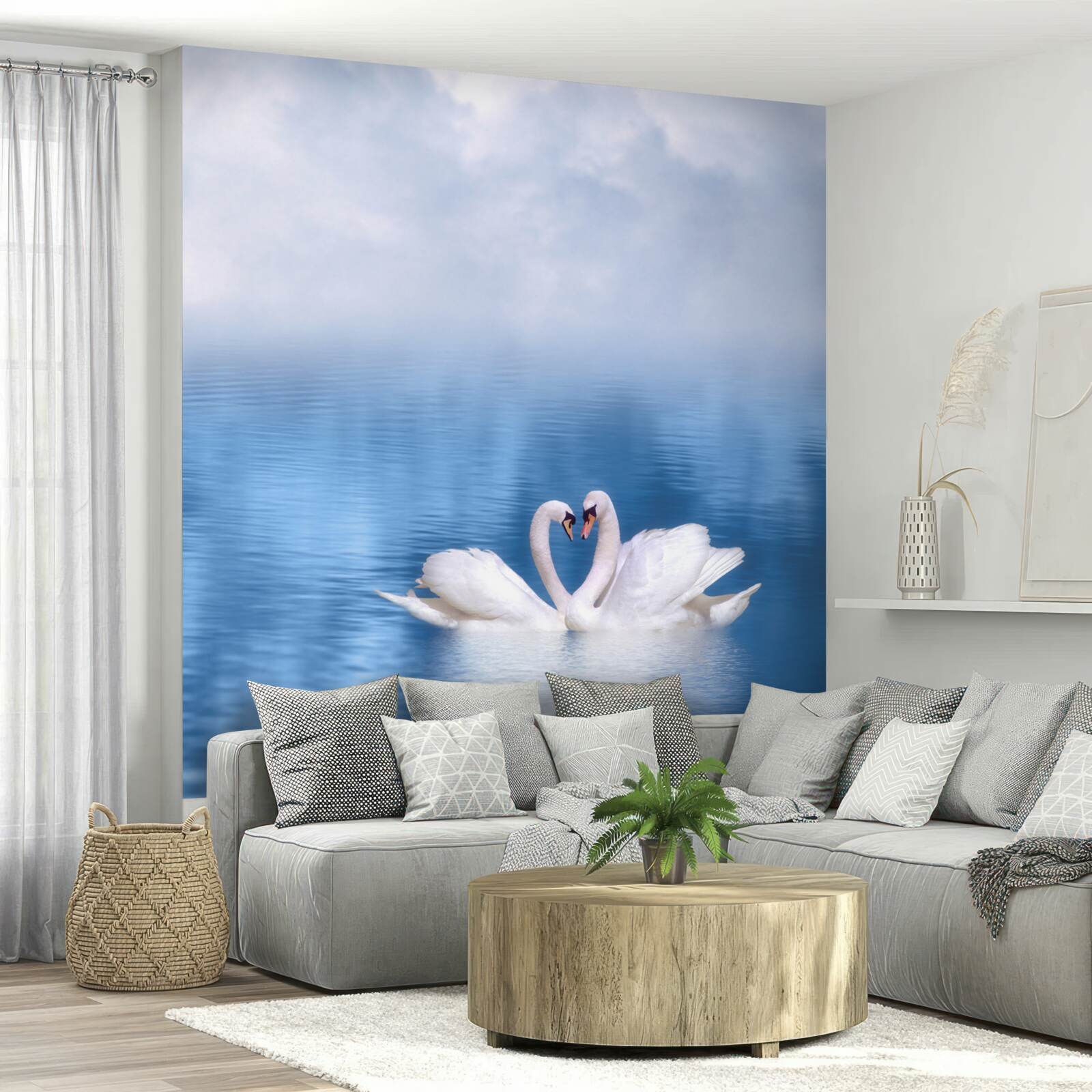 Fototapet două lebede pe o suprafață calmă