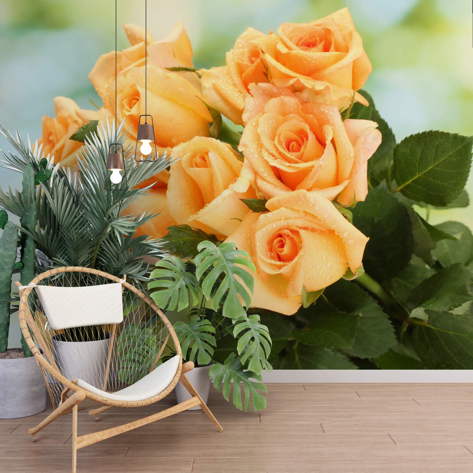 Fototapet aranjament de trandafiri piersici