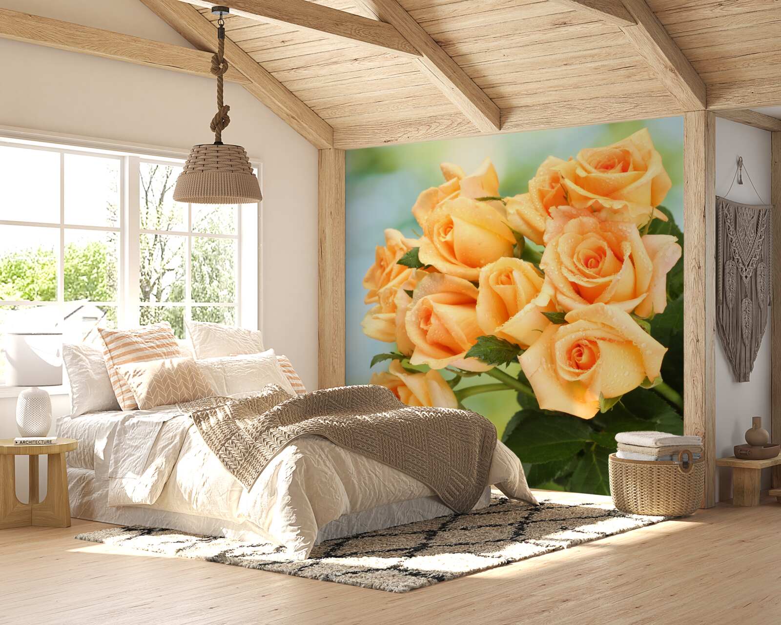 Fototapet aranjament de trandafiri piersici