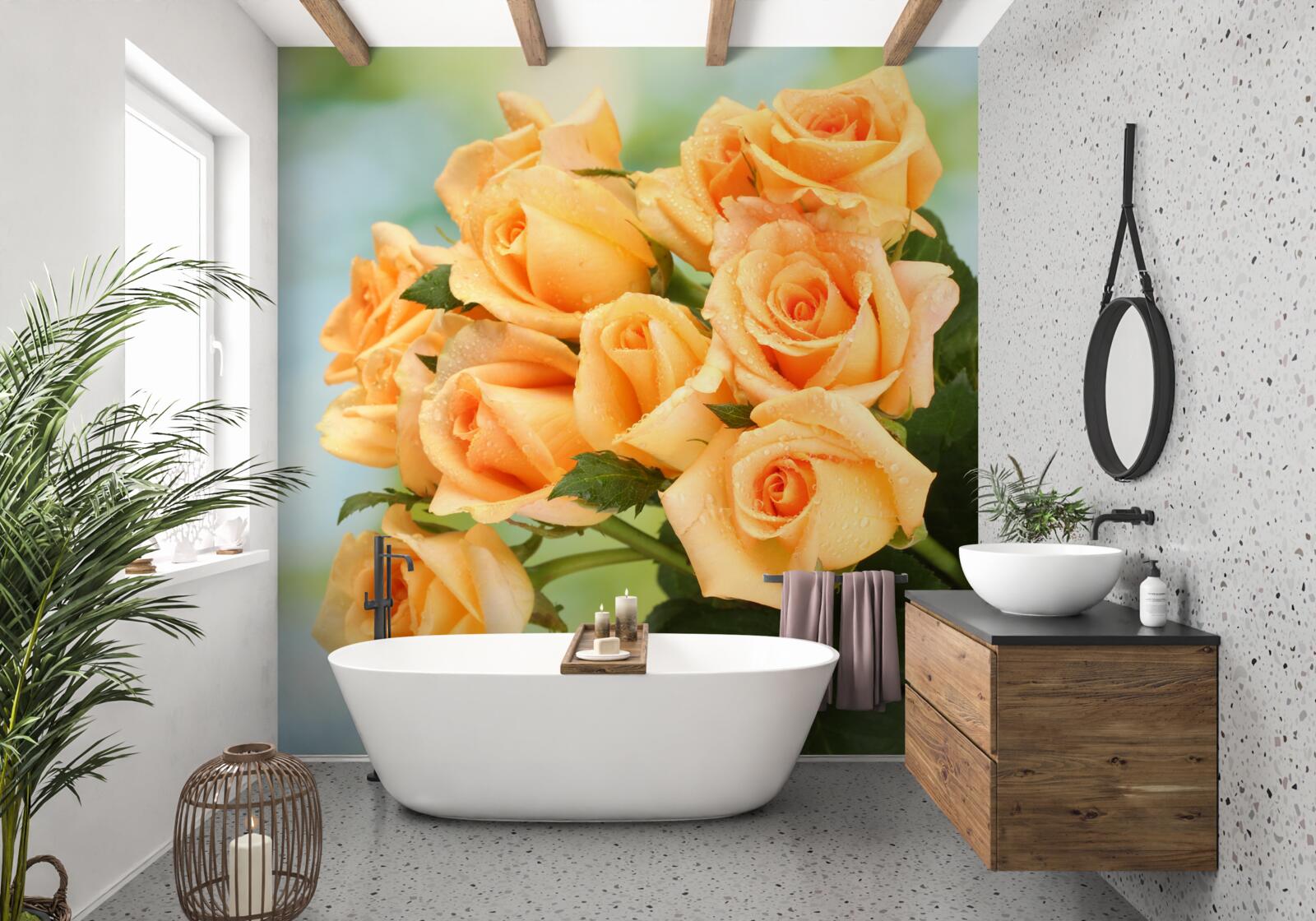 Fototapet aranjament de trandafiri piersici