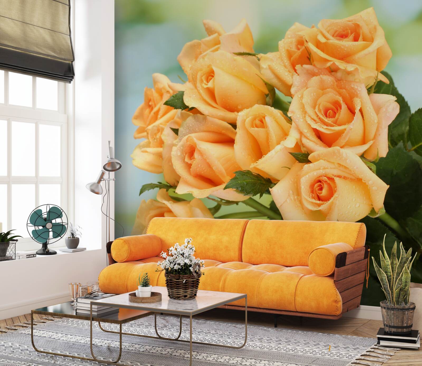 Fototapet aranjament de trandafiri piersici