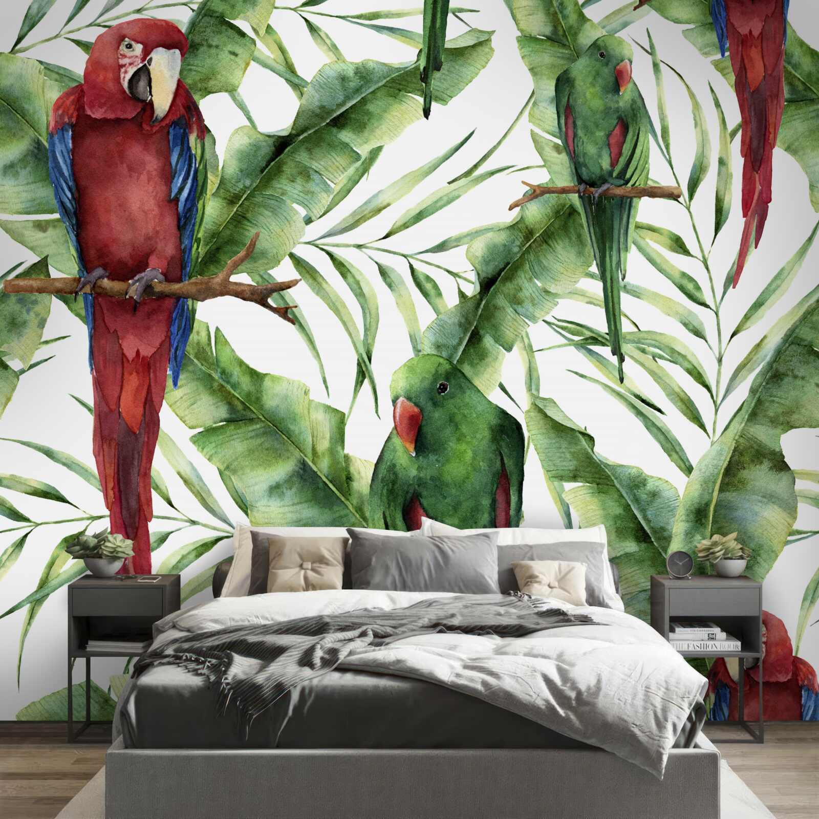 Fototapet ramuri tropicale cu papagali