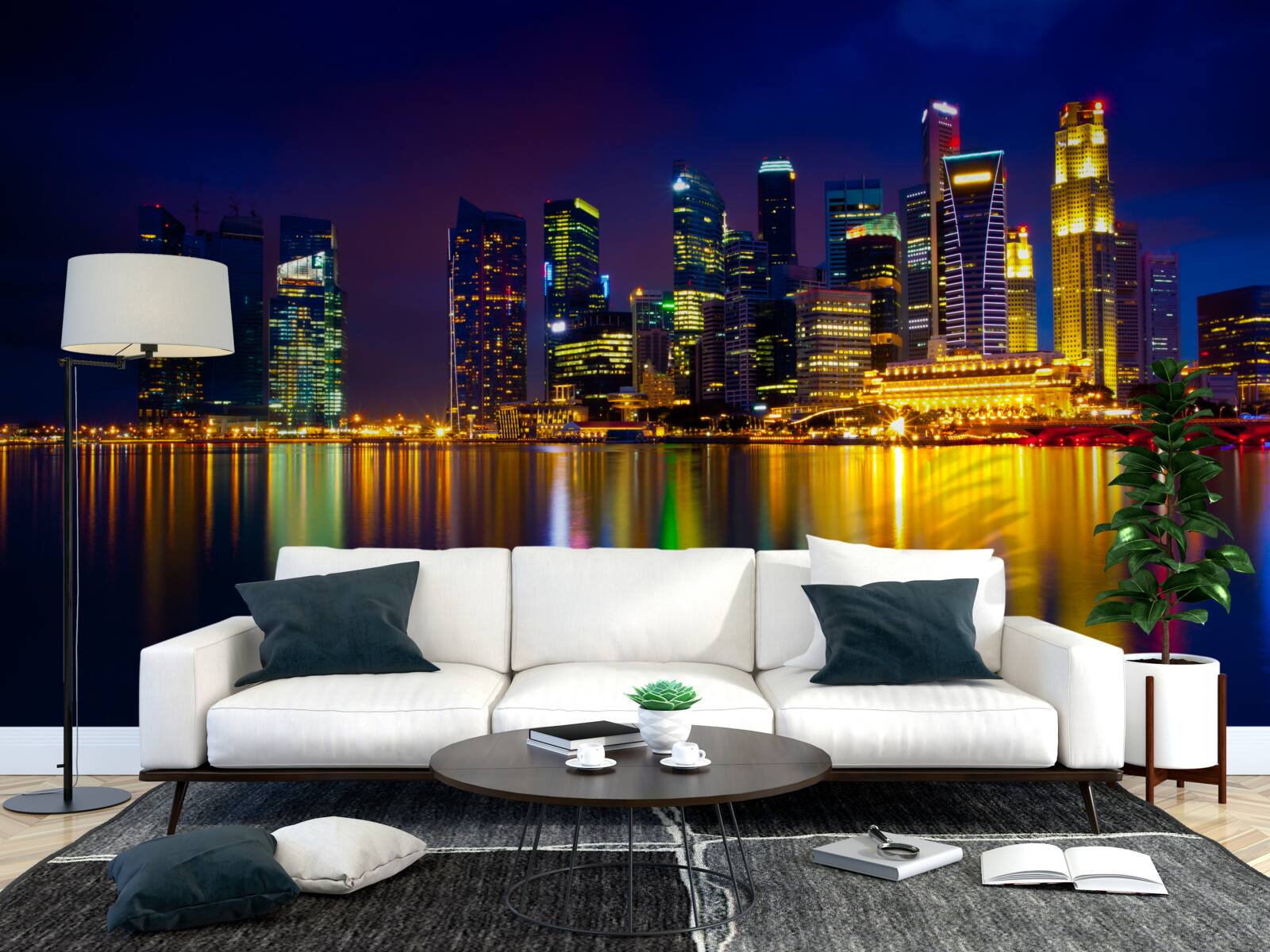 Fototapet reflectarea peisajelor urbane în apă