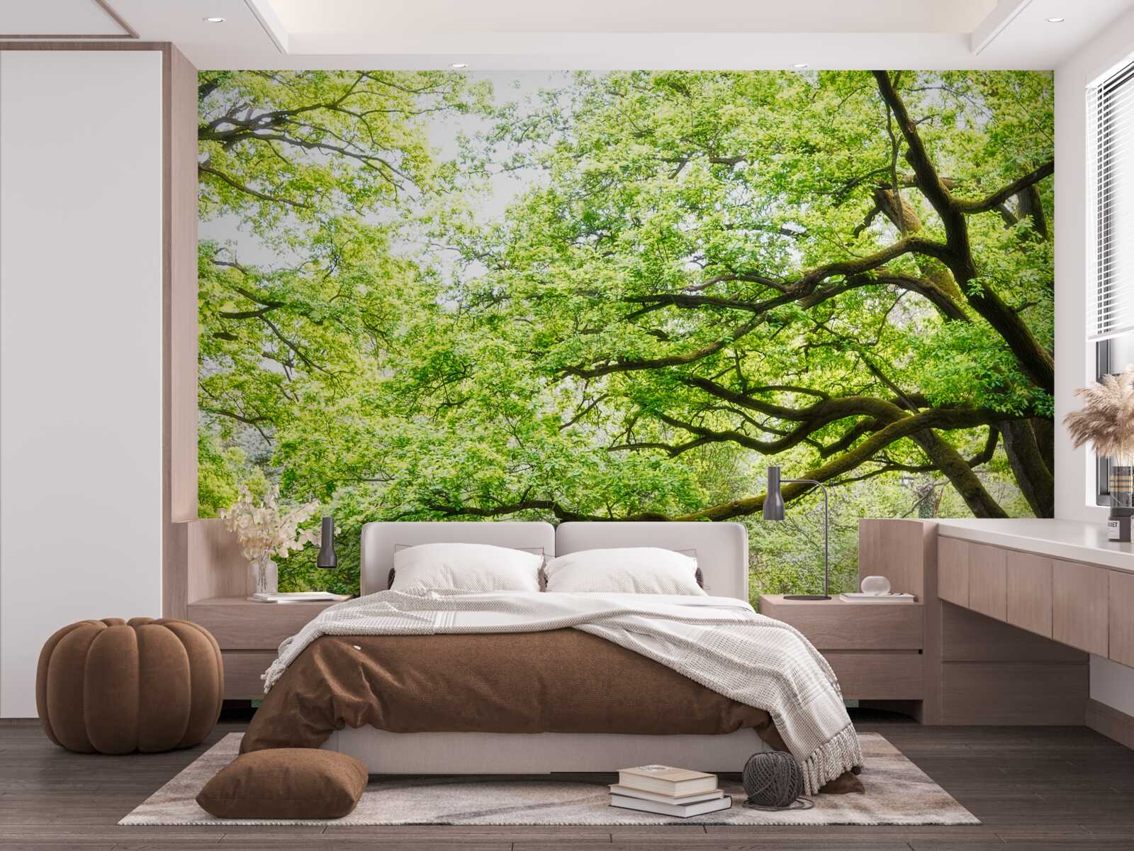 Fototapet copac bătrân cu frunze verzi într-o zi de vară