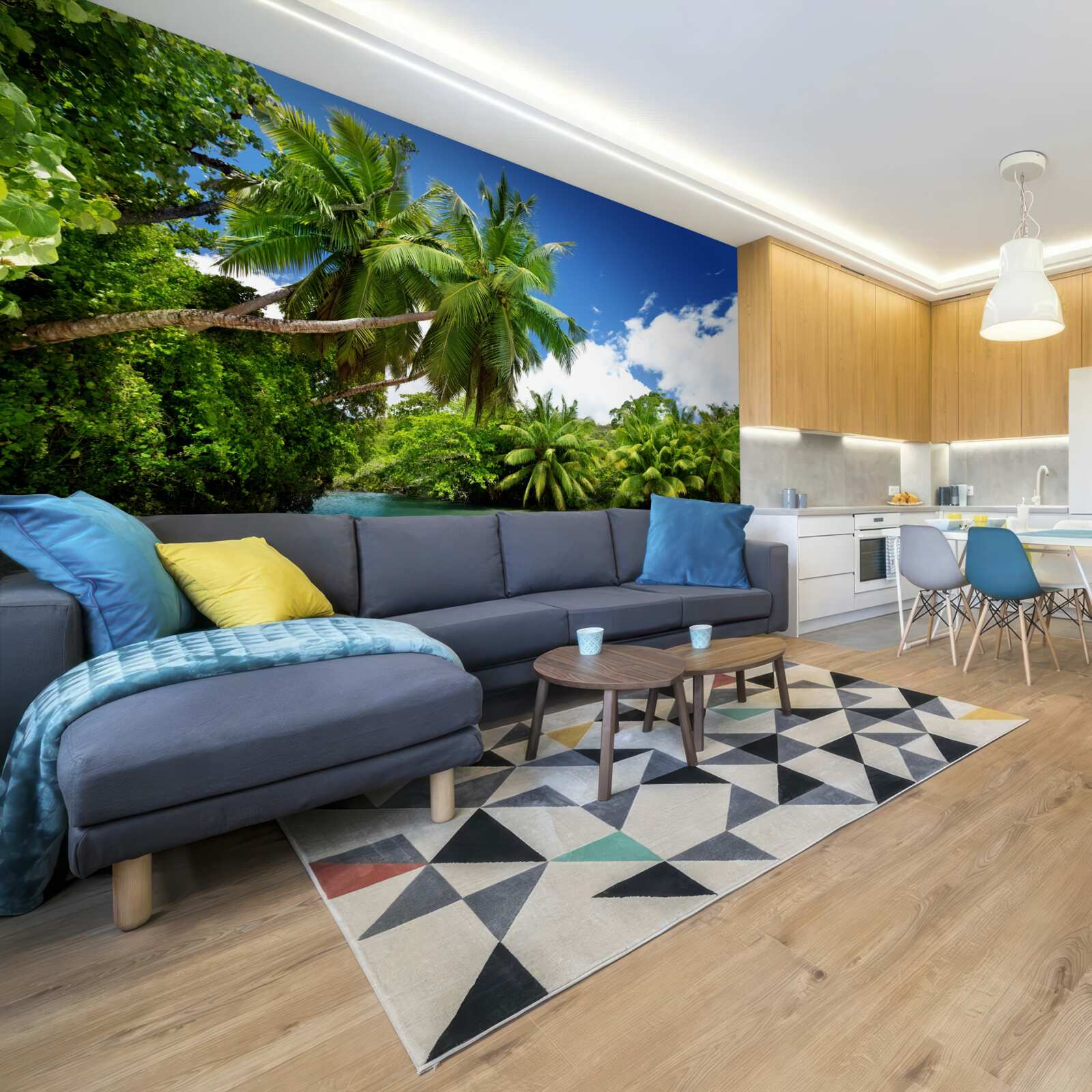 Fototapet palmieri tropicali și apă turcoaz