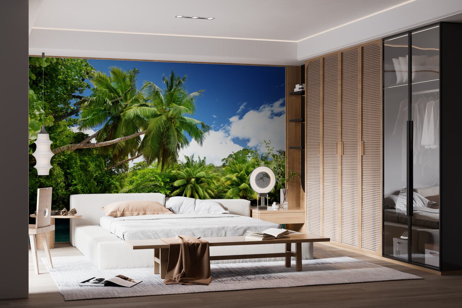 Fototapet palmieri tropicali și apă turcoaz