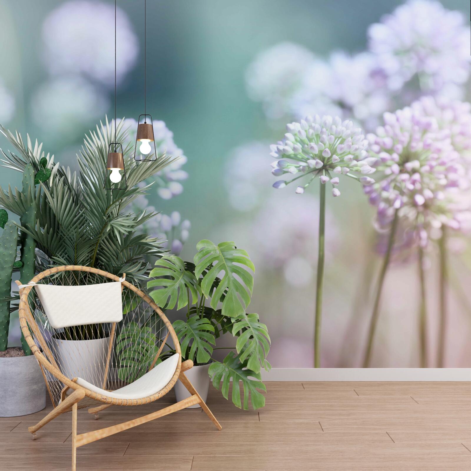 Fototapet flori de lăptișor de matcă alb delicat