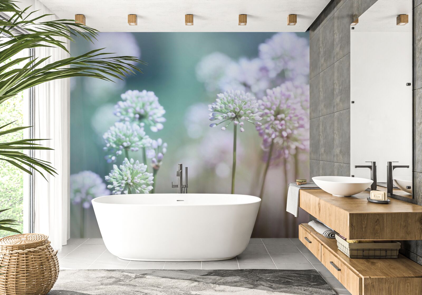 Fototapet flori de lăptișor de matcă alb delicat