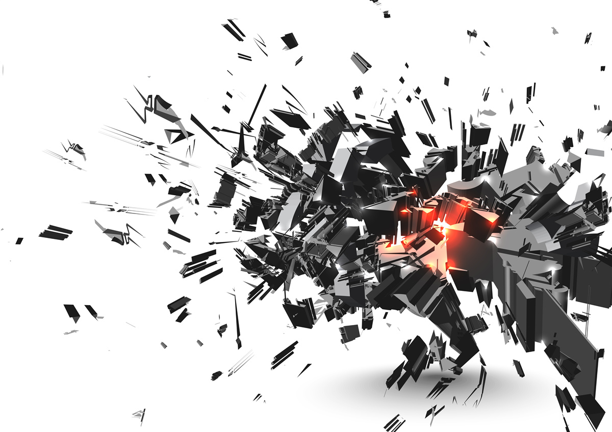 Fototapet o explozie de vopsea neagră într-o formă abstractă