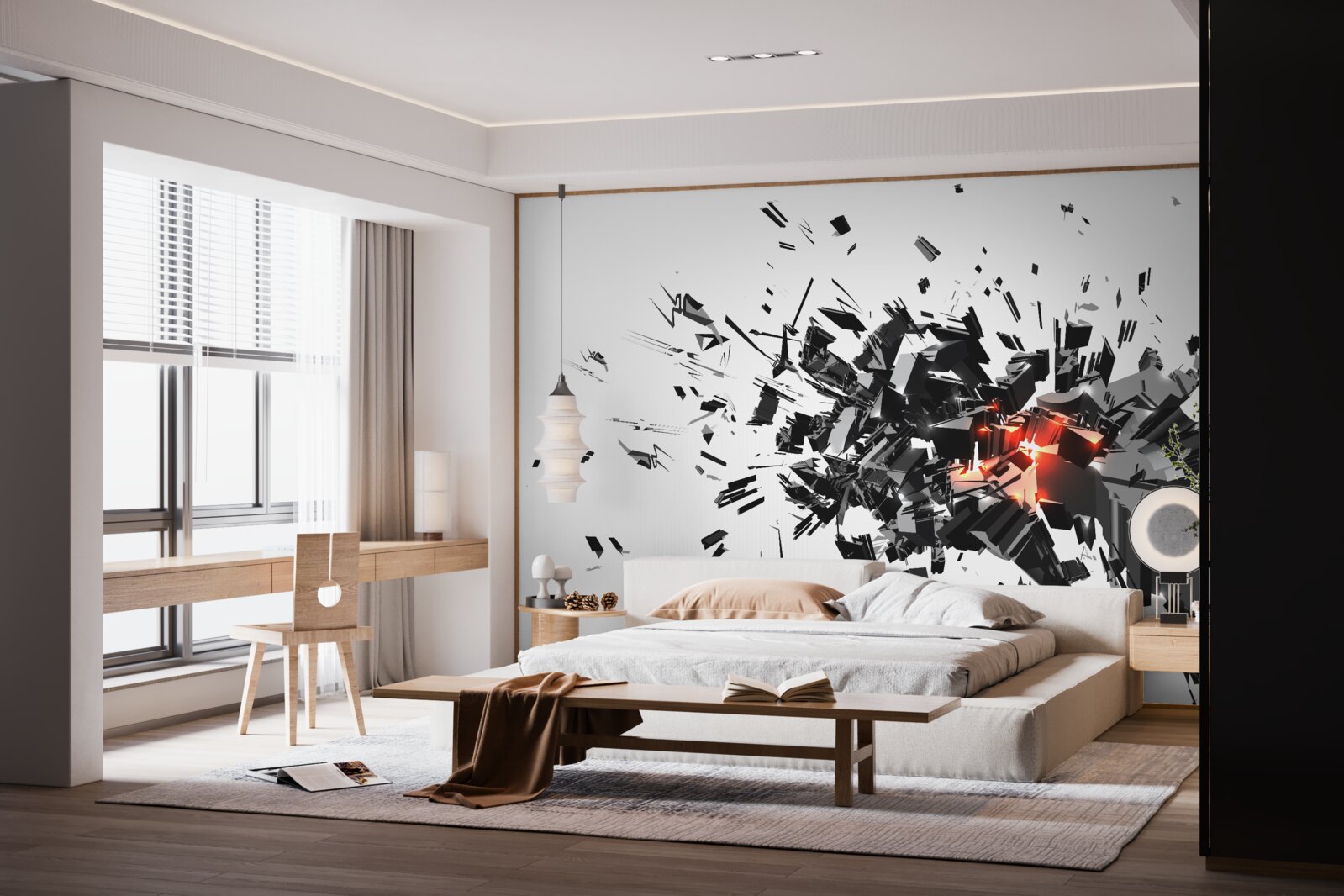 Fototapet o explozie de vopsea neagră într-o formă abstractă