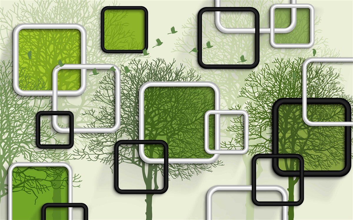 Fototapet fundal verde cu dreptunghiuri abstracte