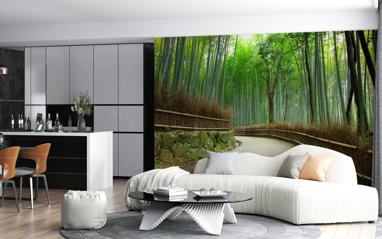 Fototapet cărare în livada de bambus