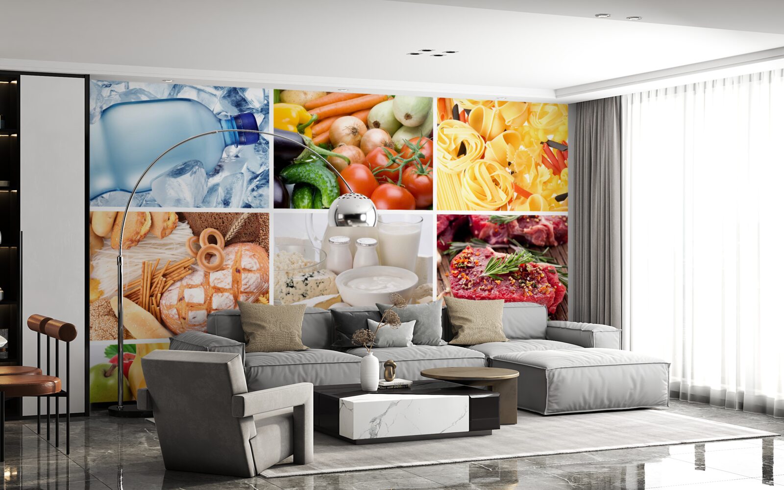 Fototapet o serie de produse alimentare diferite