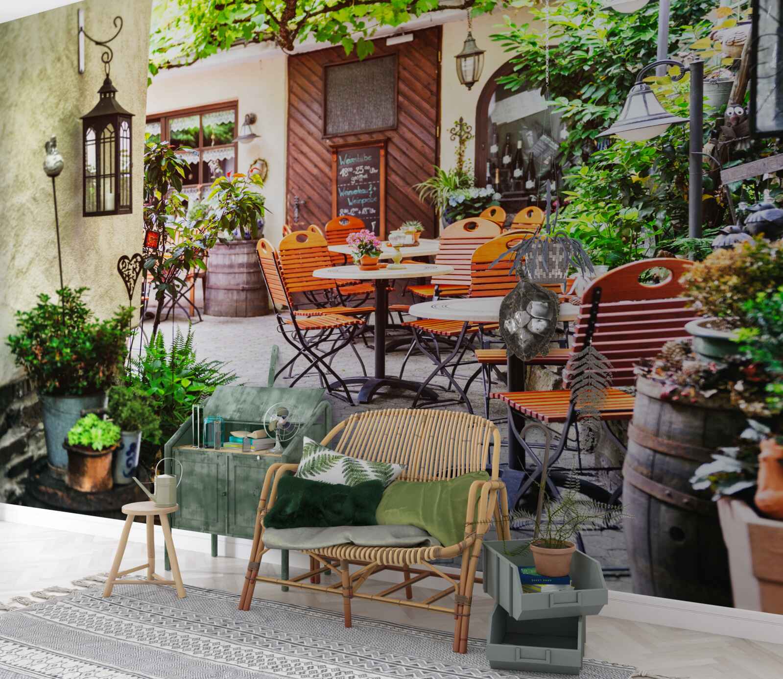 Fototapet cafenea mică cu o masă în partea istorică a orașului