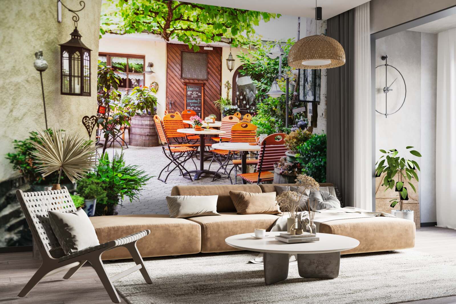 Fototapet cafenea mică cu o masă în partea istorică a orașului