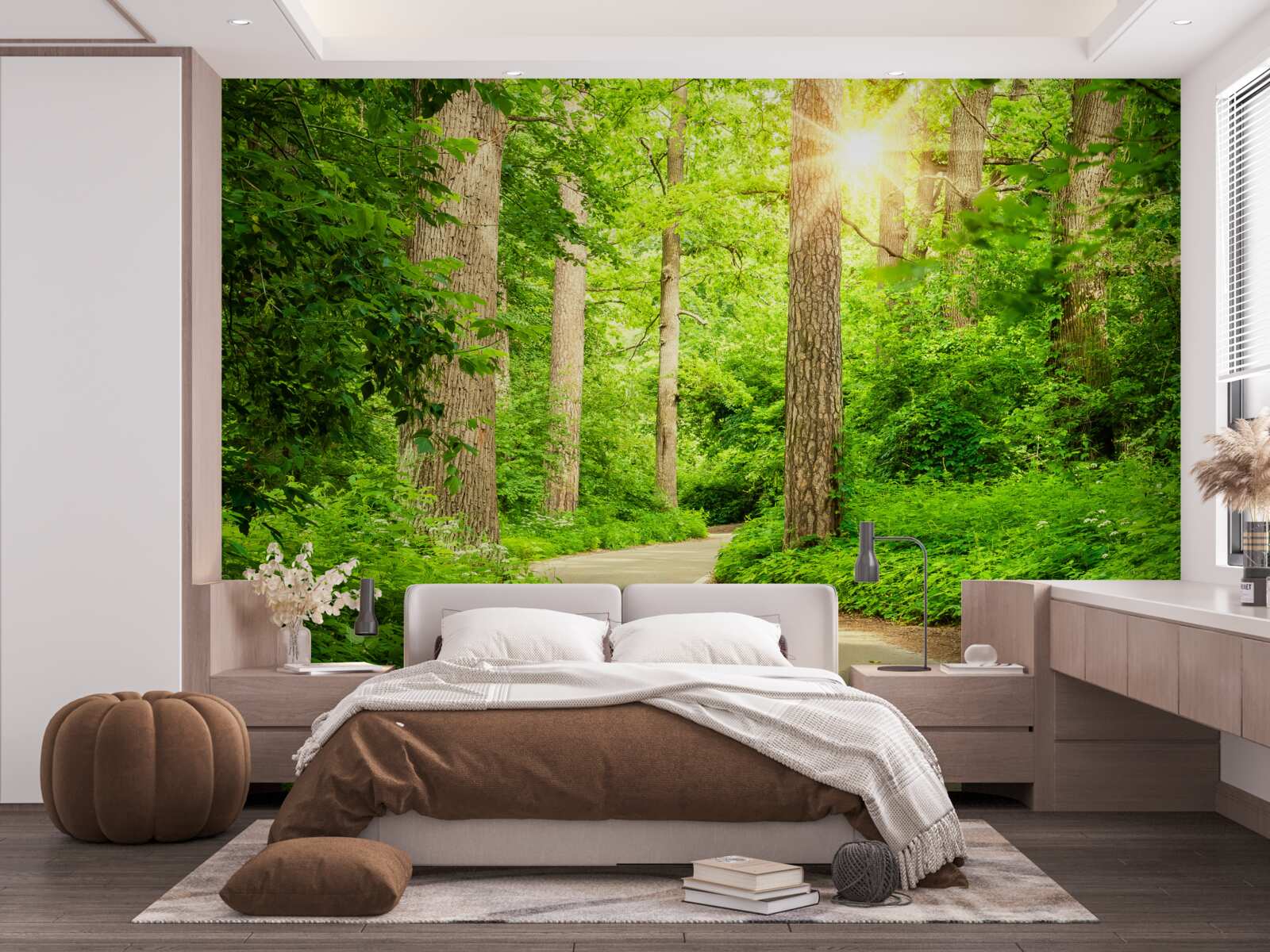 Fototapet zi luminoasă în pădurea de smarald