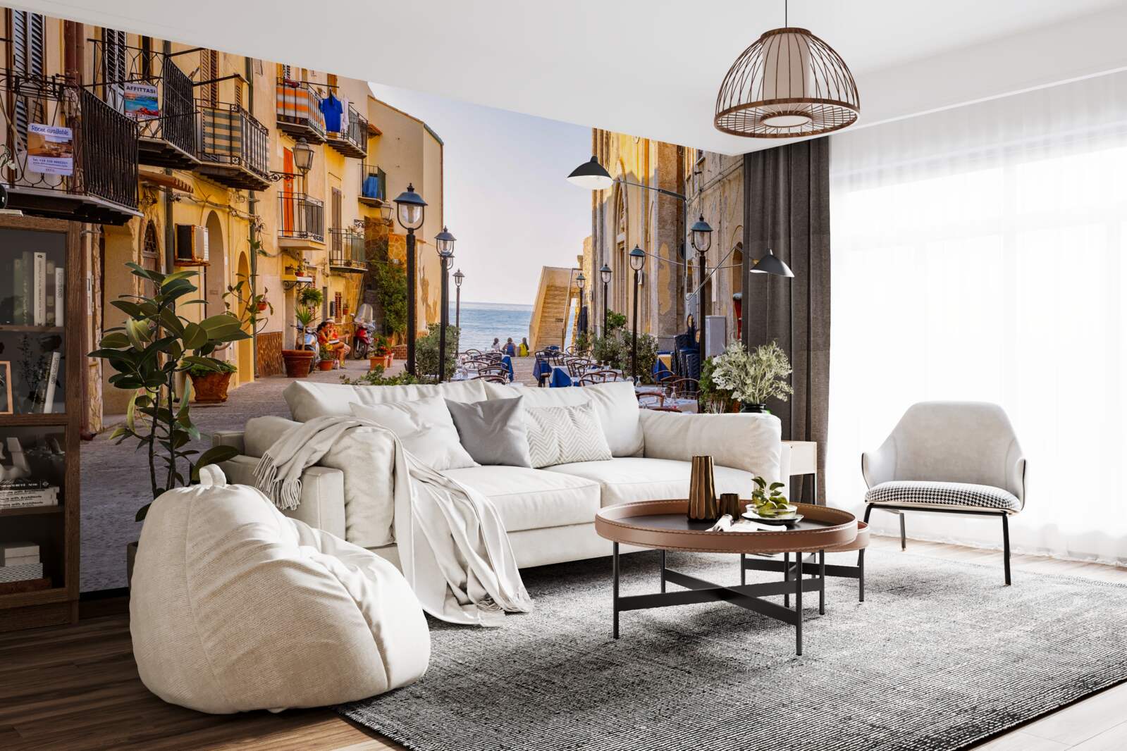 Fototapet facilitate pe mal în partea istorică a orașului