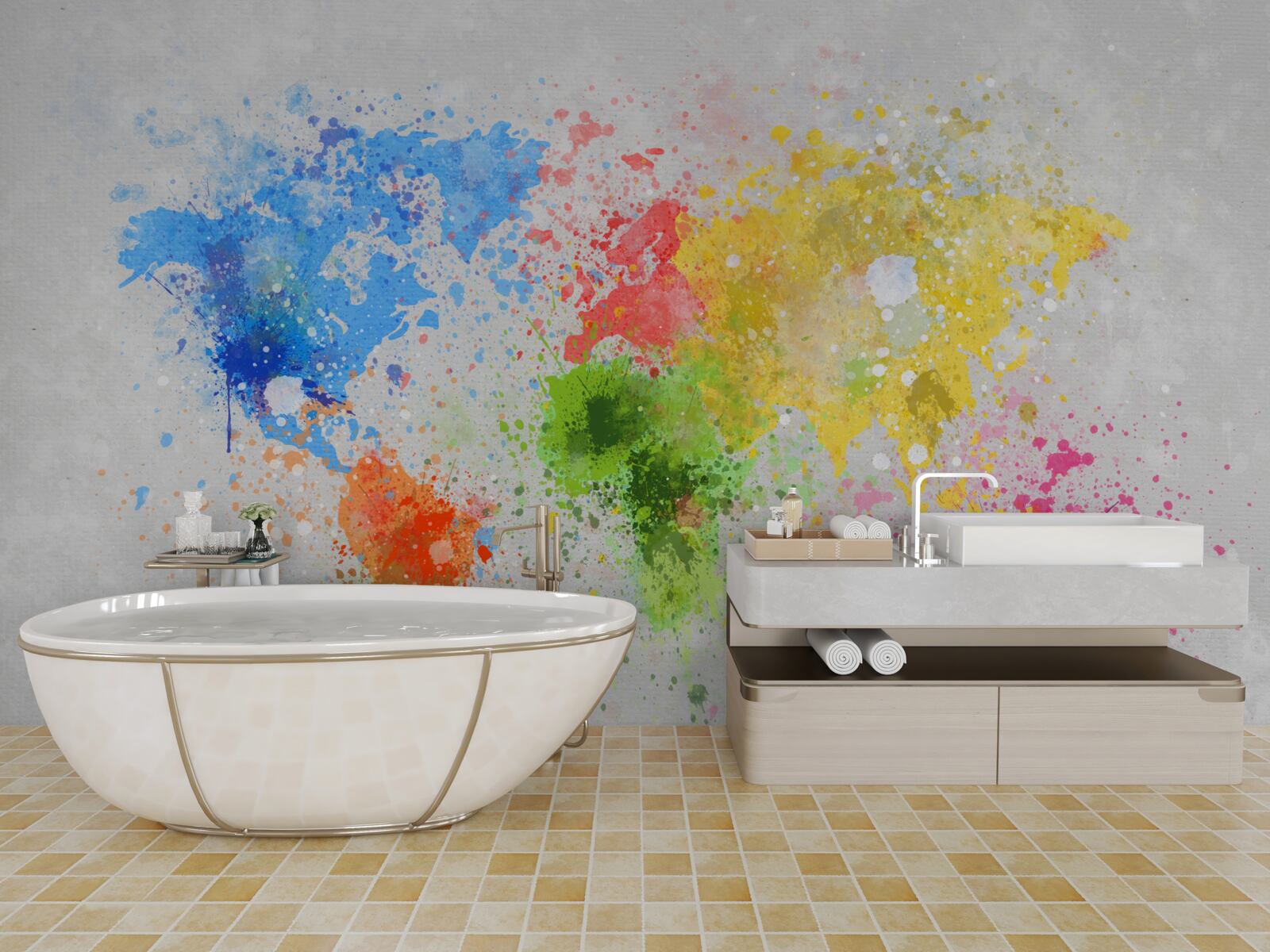 Fototapet imagine a hărții în culori bogate și variate