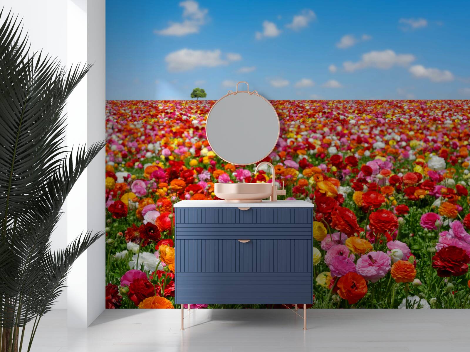 Fototapet o pajiște presărată cu o multitudine de flori colorate