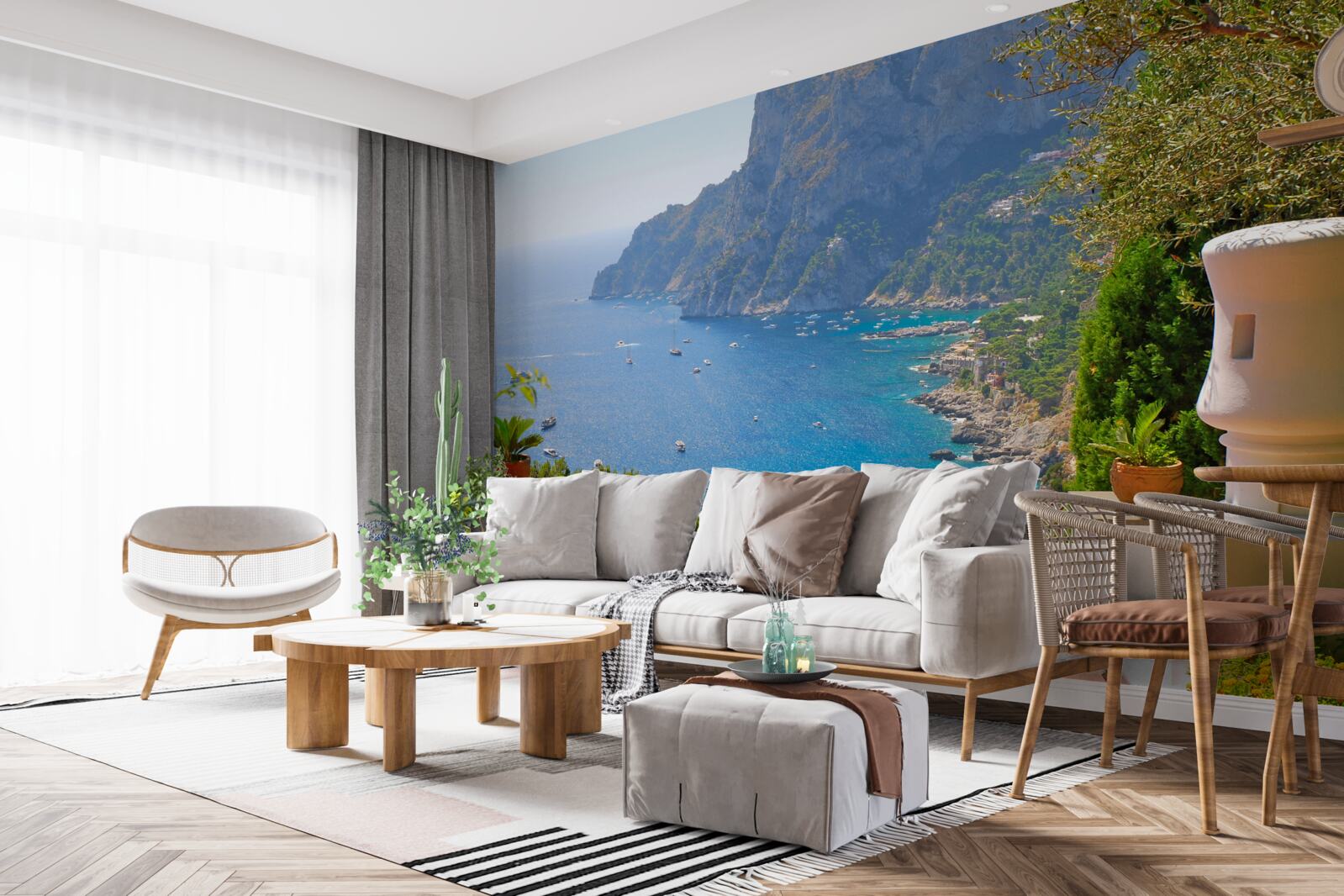 Fototapet terasă cu balcon și vedere la ocean