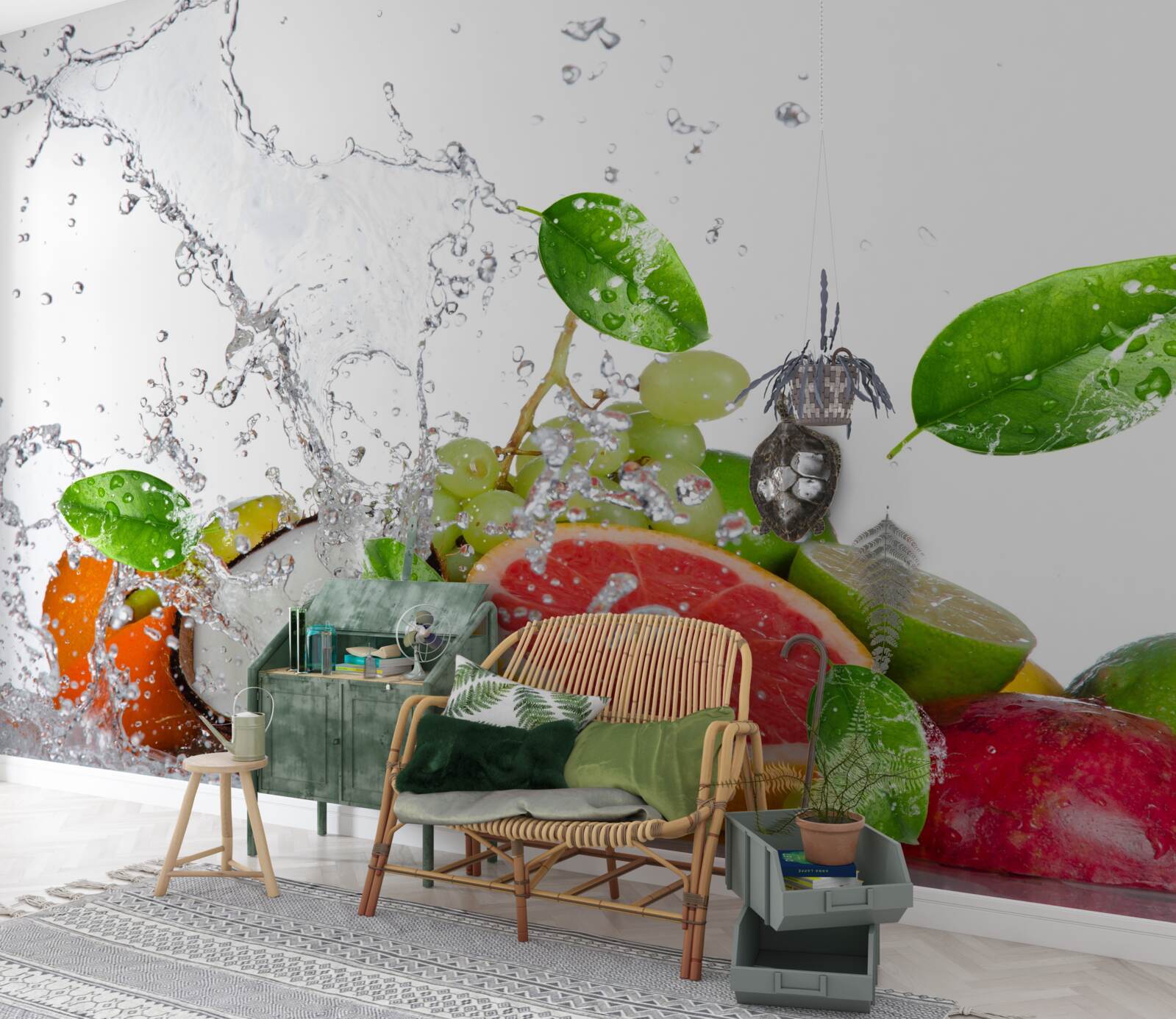 Fototapet fructe de sezon și apă de nucă de cocos