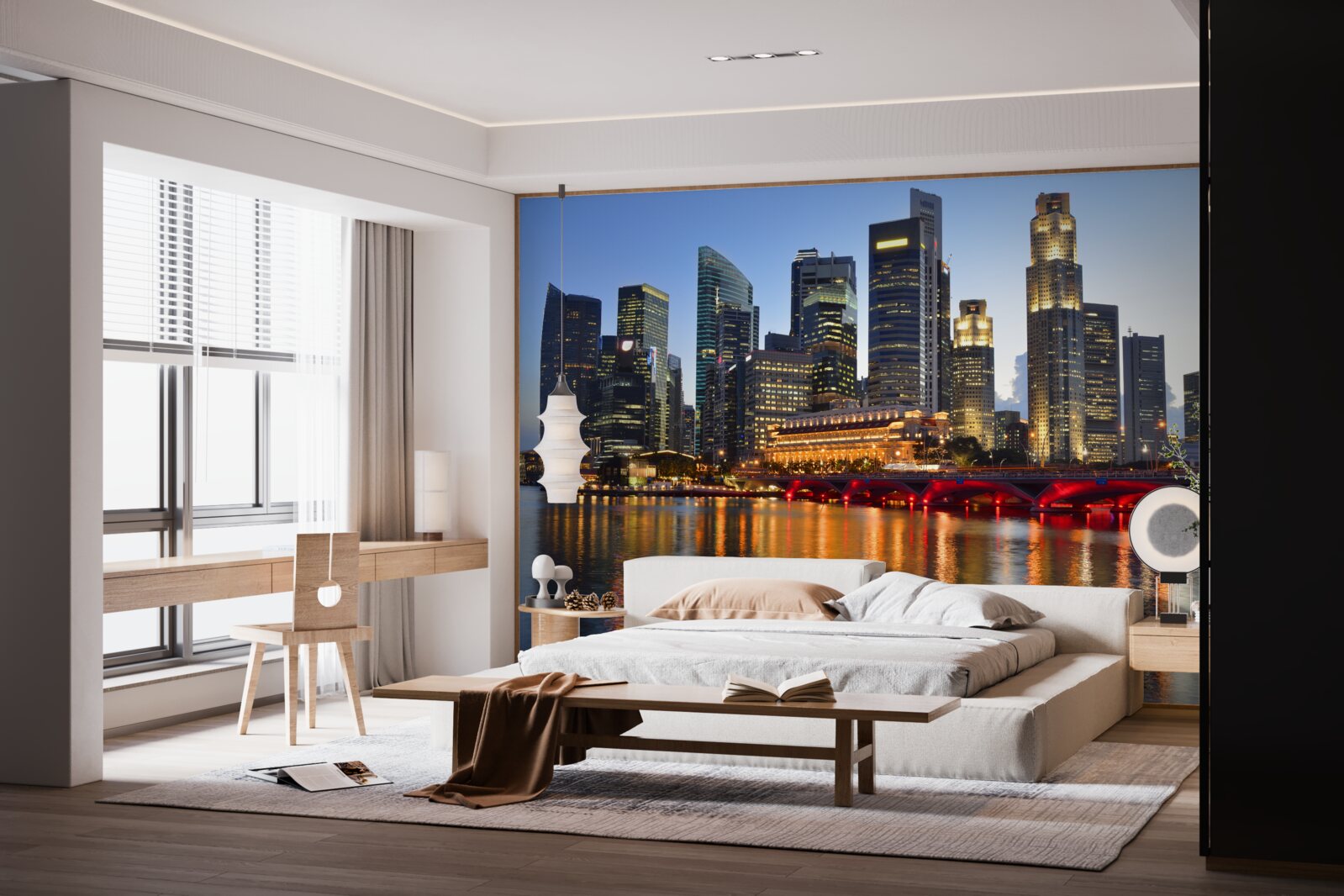 Fototapet luminile de seară ale unui mare oraș