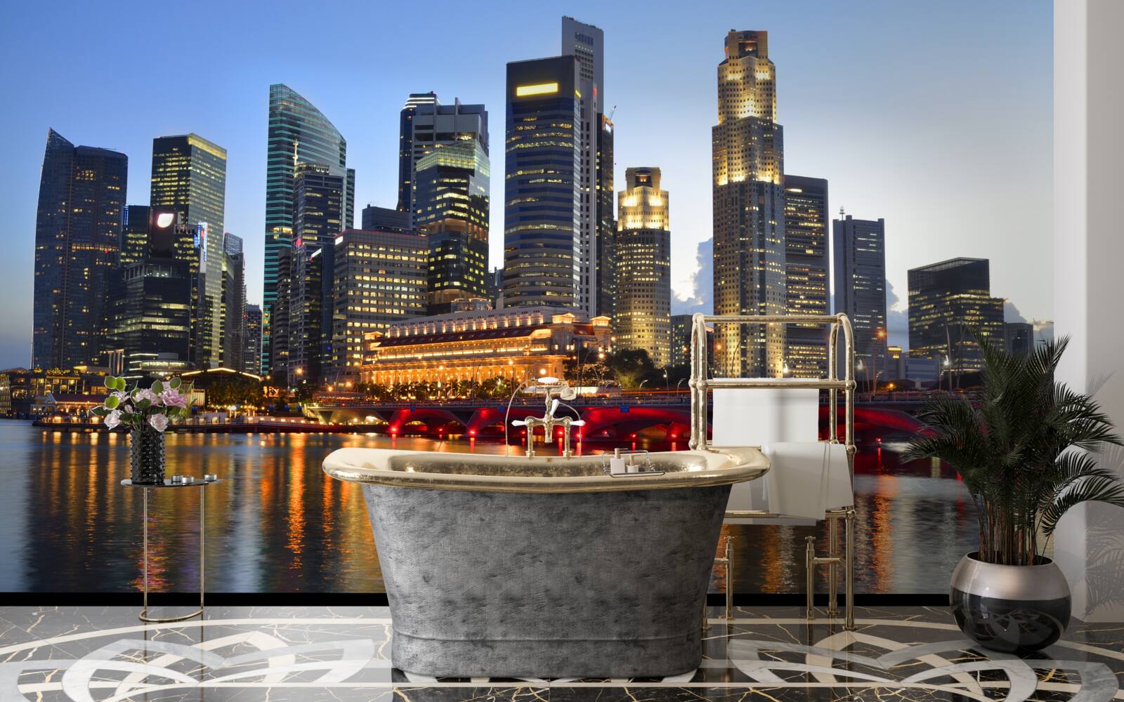 Fototapet luminile de seară ale unui mare oraș