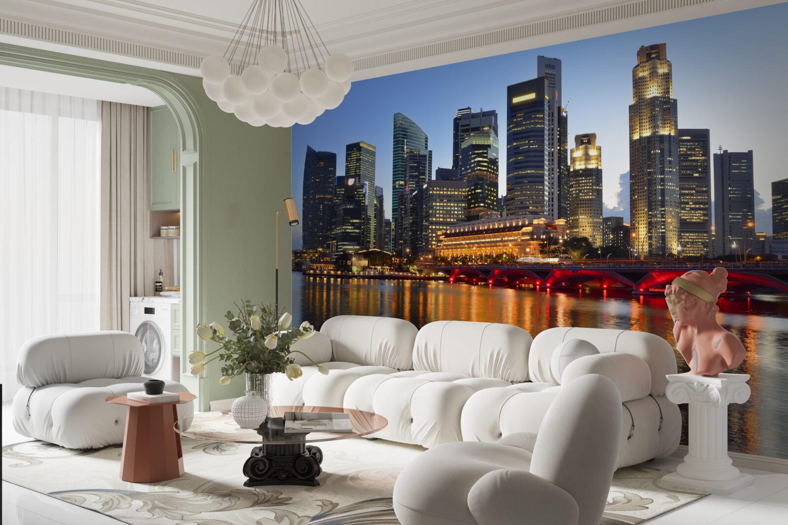 Fototapet luminile de seară ale unui mare oraș