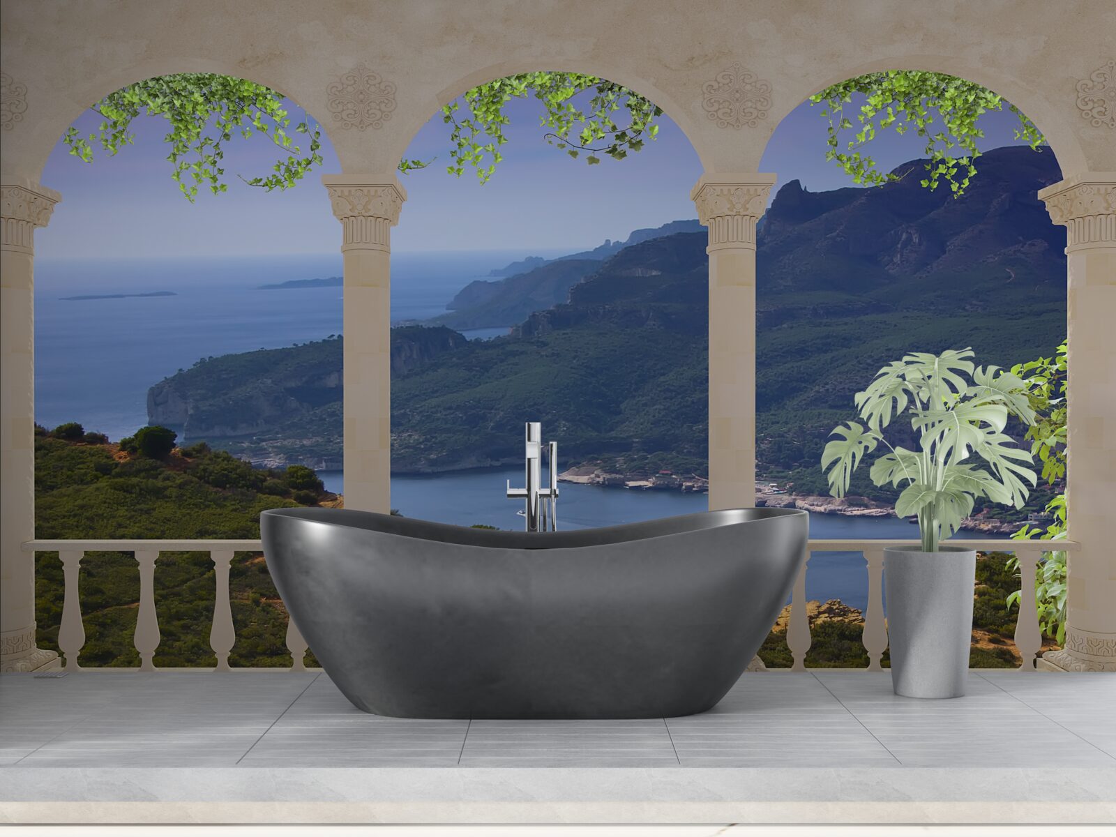 Fototapet vedere peisaj de pe terasă