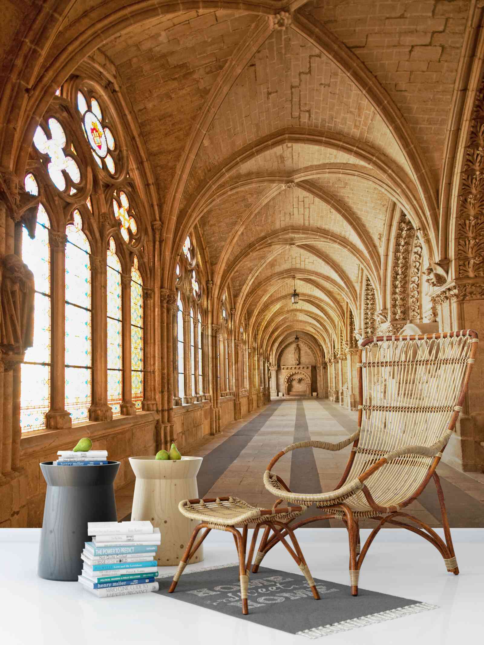 Fototapet bolți vechi din piatră cu vitralii