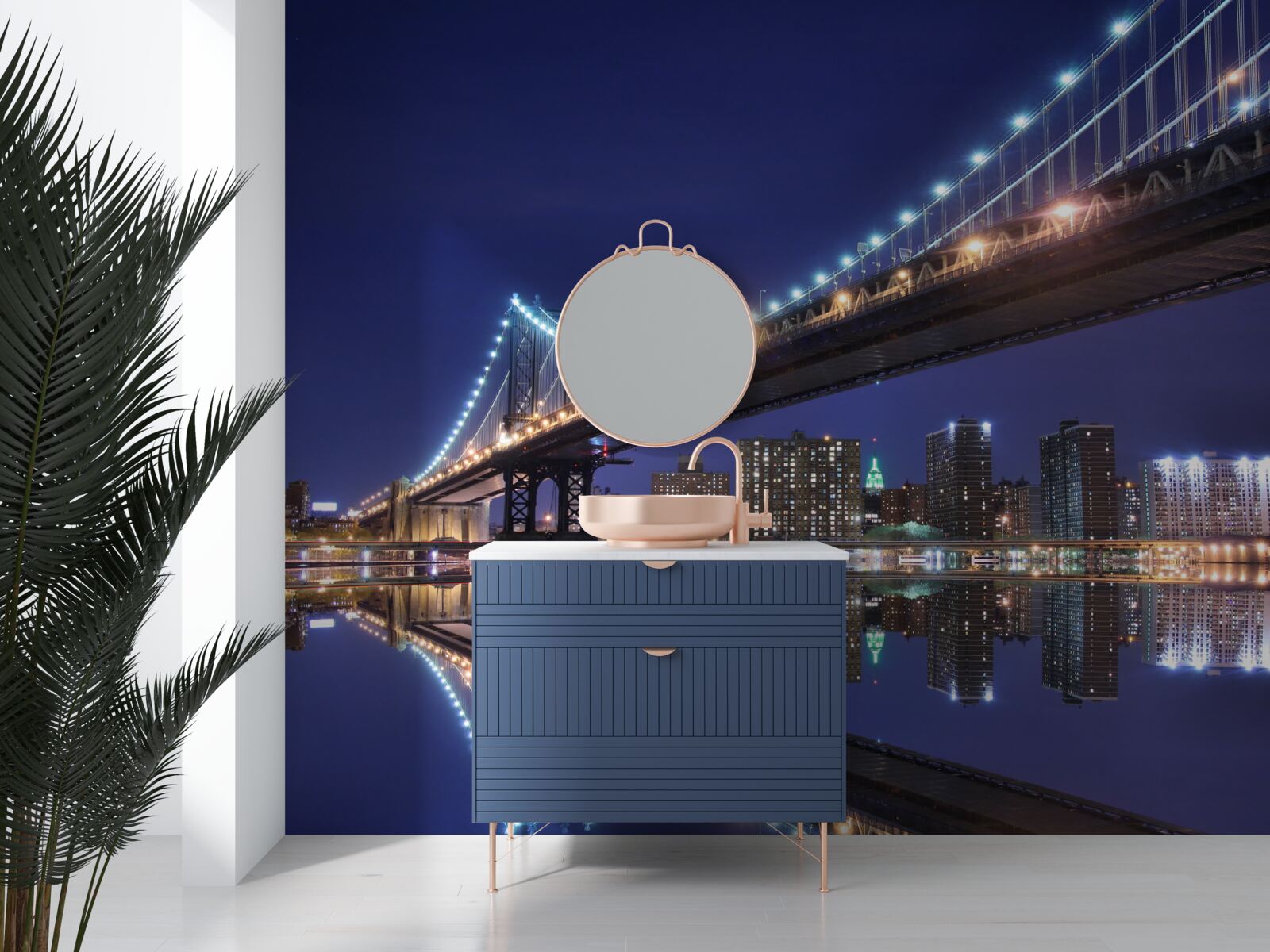 Fototapet reflecție a podului Brooklyn în apă