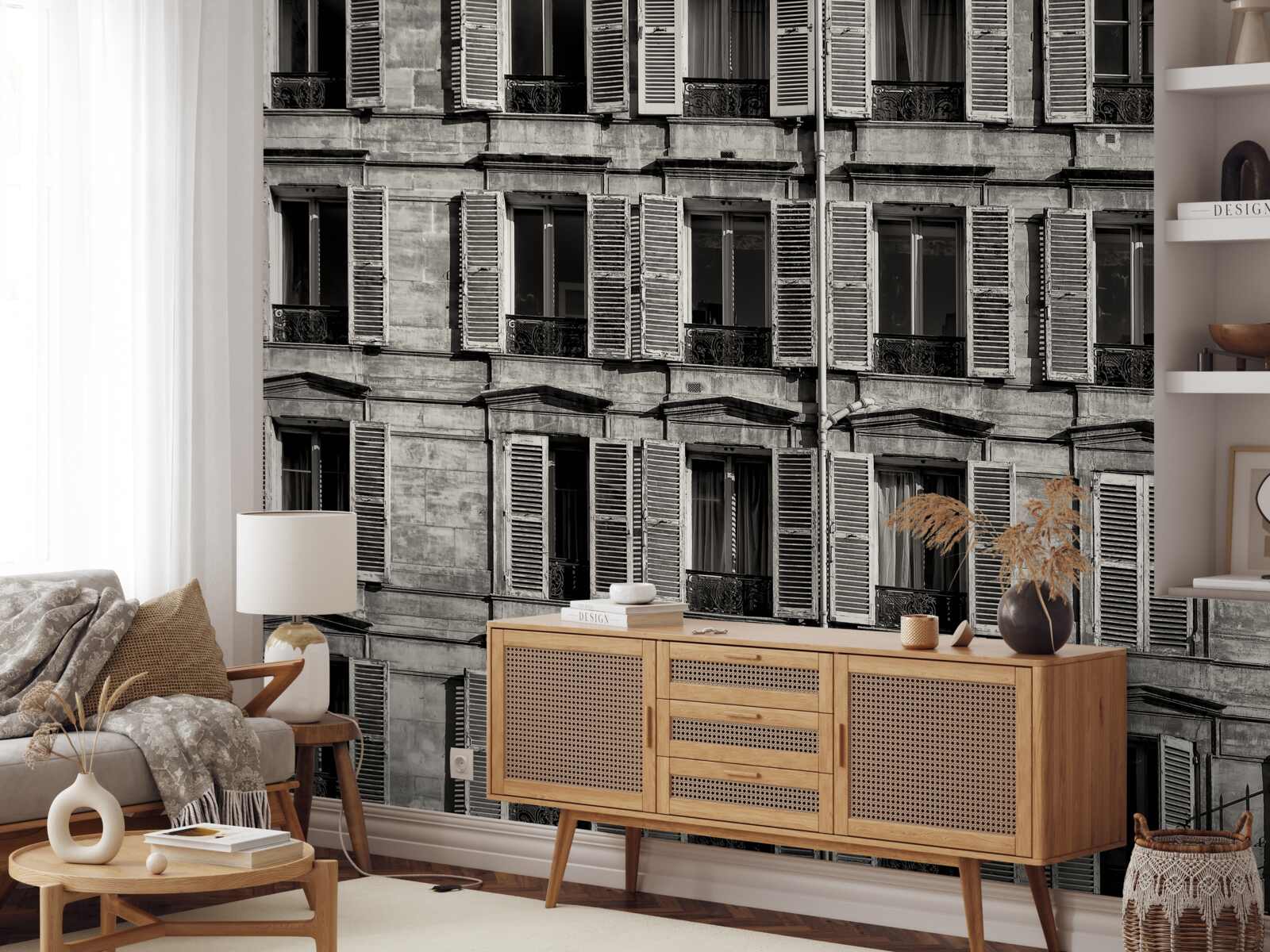 Fototapet ventilatoare de fereastră într-o paletă alb-negru