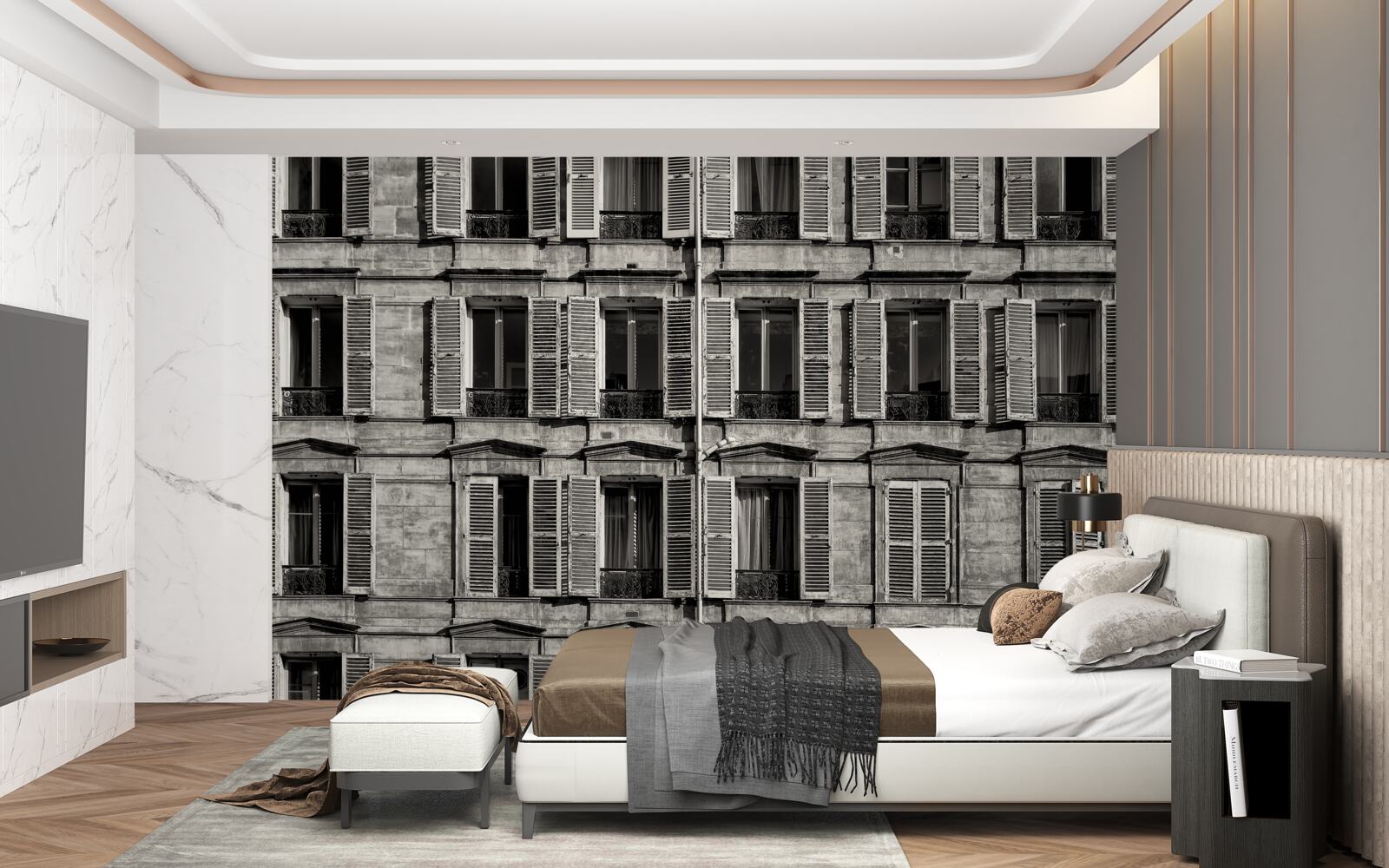 Fototapet ventilatoare de fereastră într-o paletă alb-negru