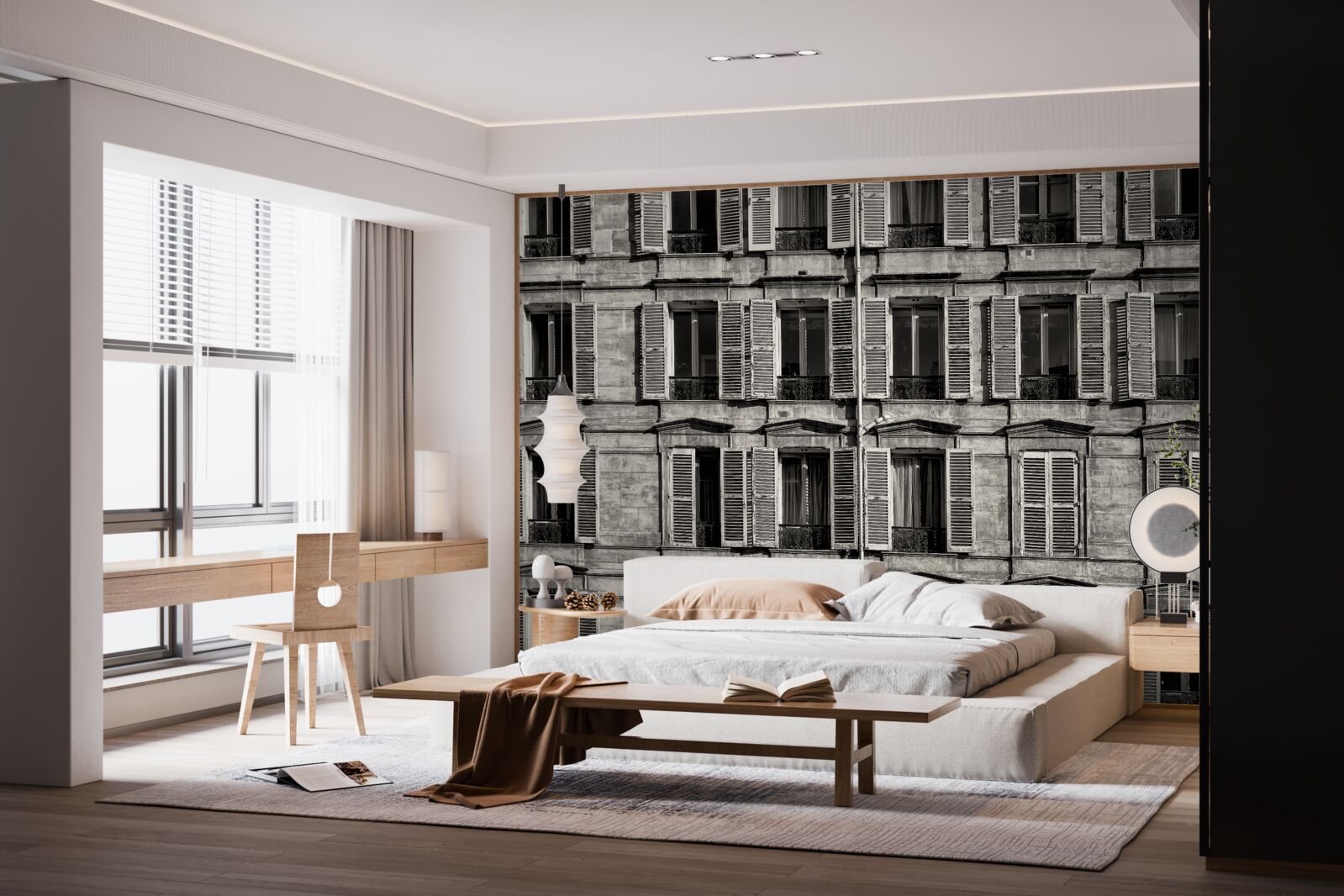 Fototapet ventilatoare de fereastră într-o paletă alb-negru