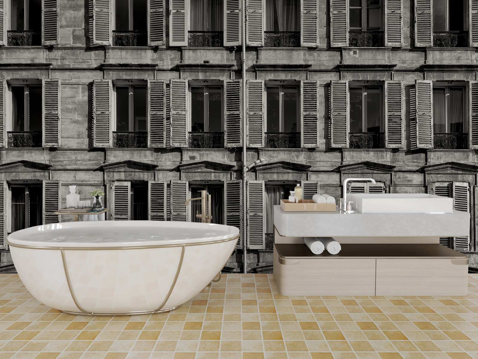 Fototapet ventilatoare de fereastră într-o paletă alb-negru