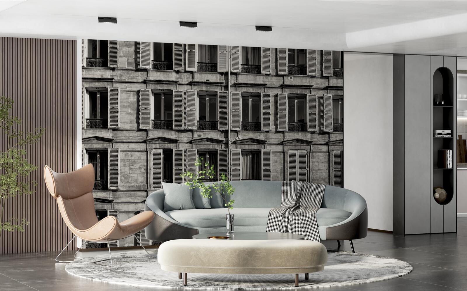 Fototapet ventilatoare de fereastră într-o paletă alb-negru