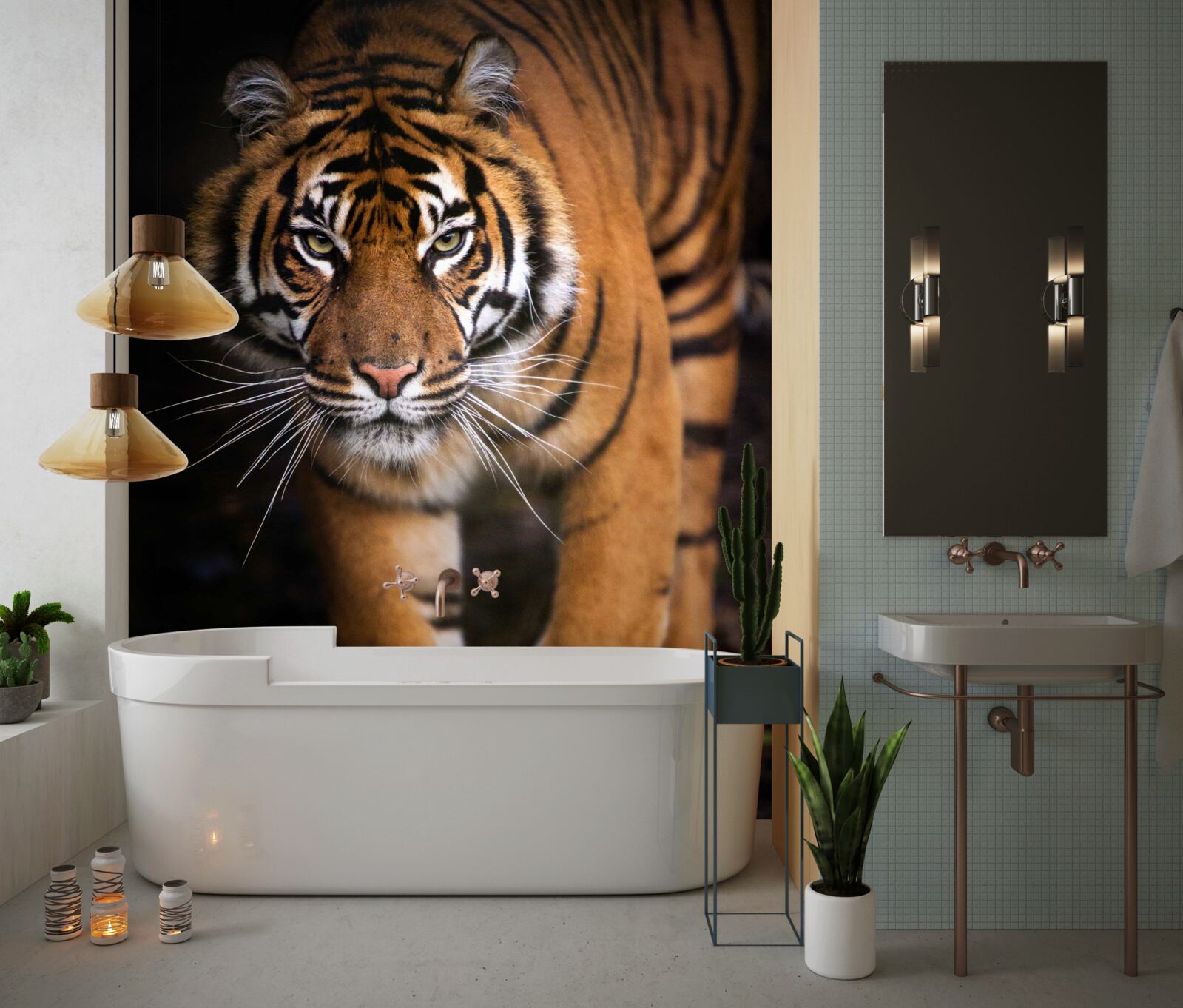 Fototapet tigru adult pe vârful picioarelor