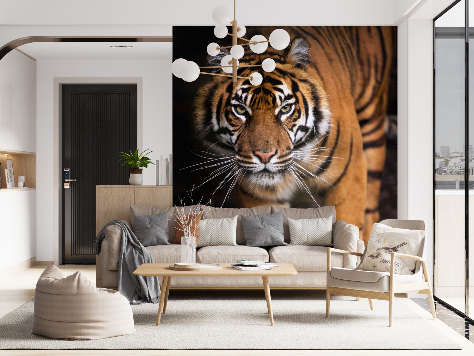 Fototapet tigru adult pe vârful picioarelor