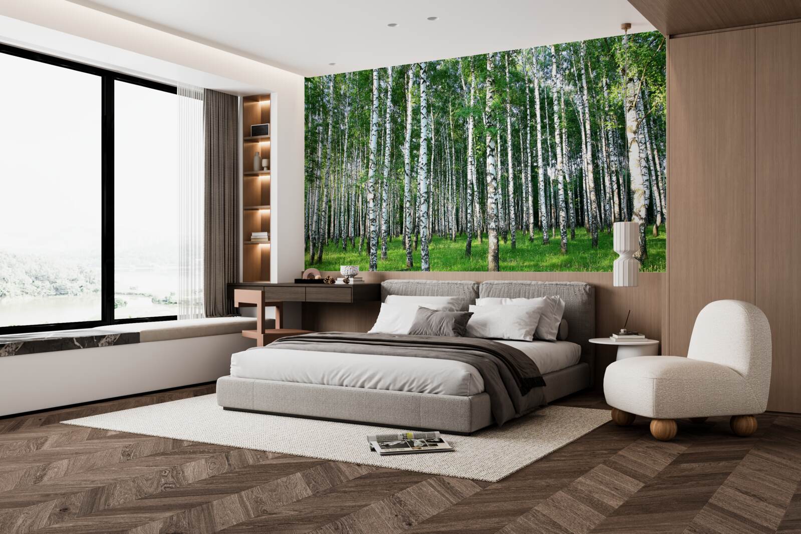 Fototapet mesteacăn subțire în decor de vară