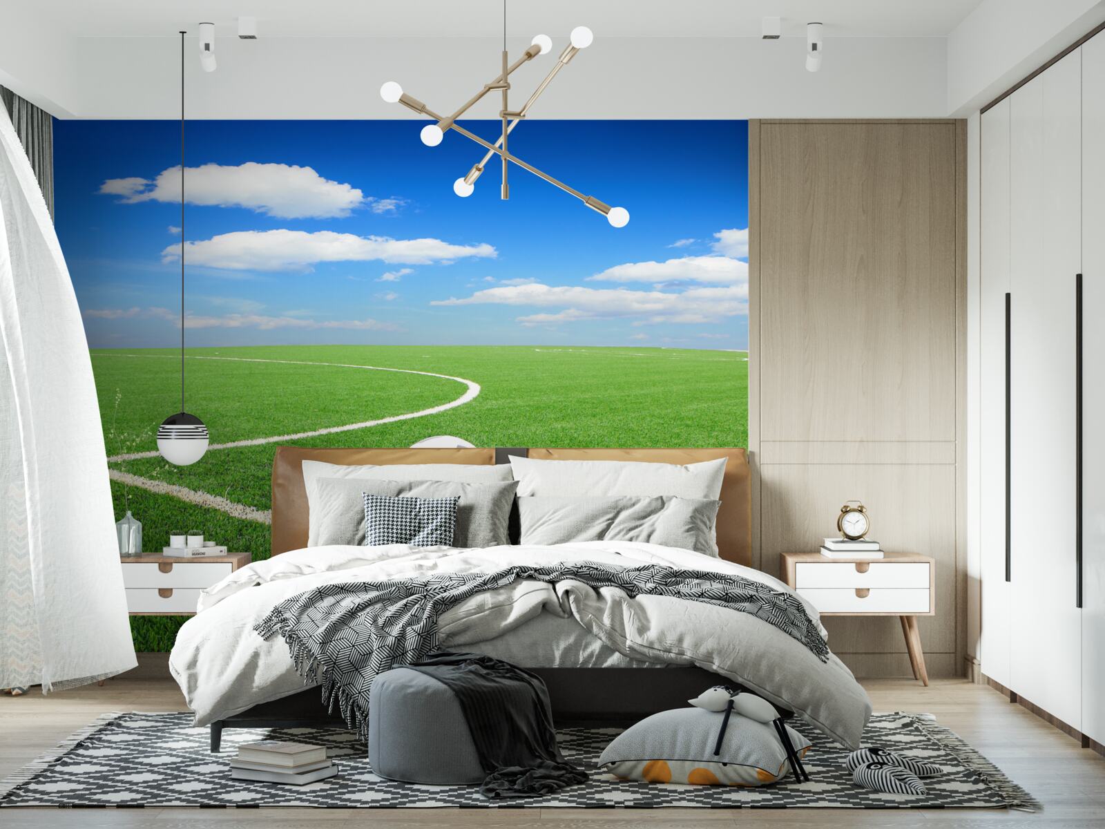 Fototapet mingea este în colțul terenului