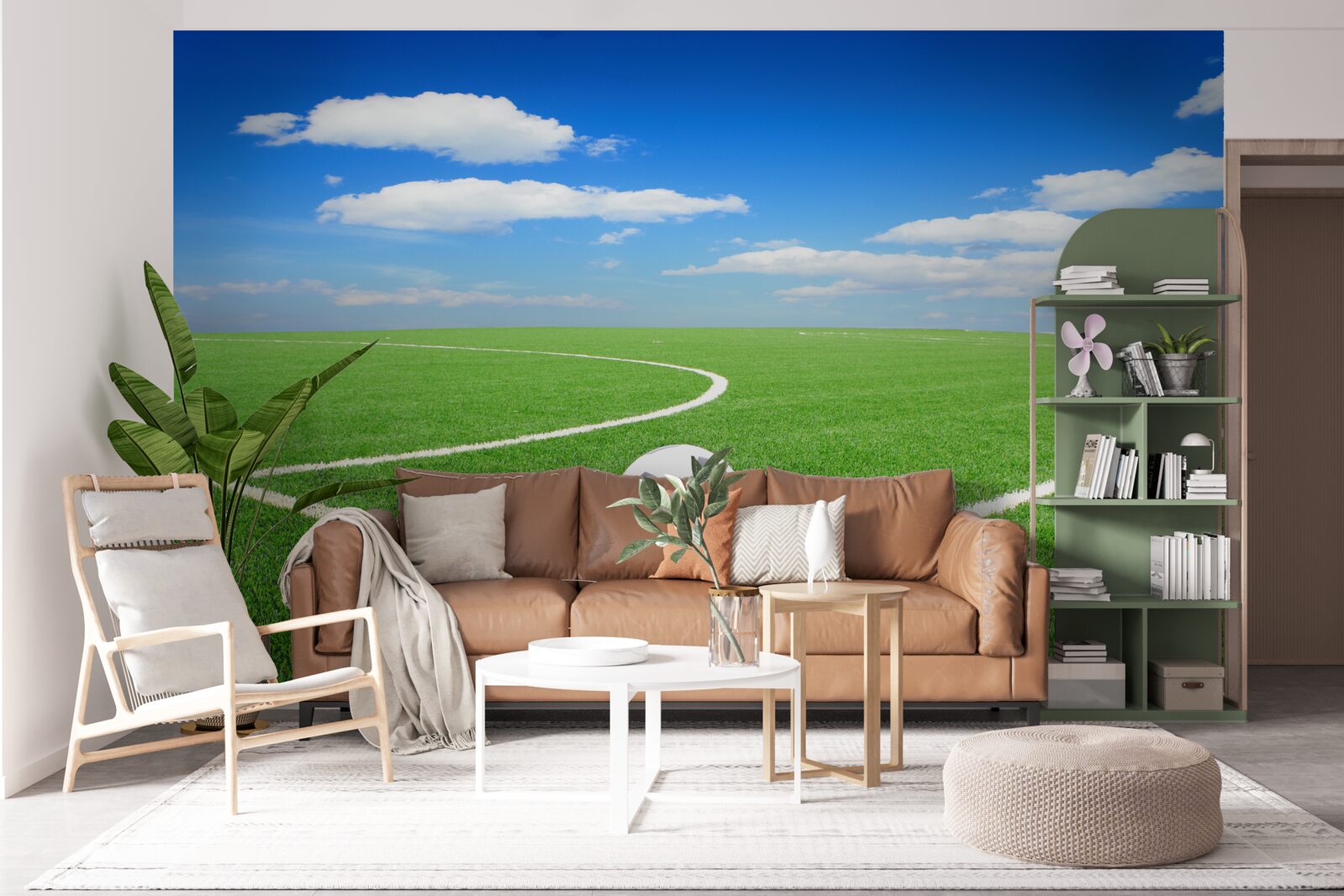 Fototapet mingea este în colțul terenului