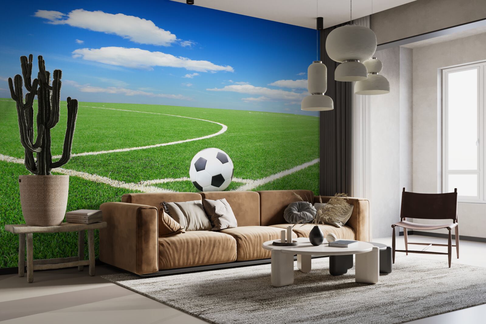 Fototapet mingea este în colțul terenului