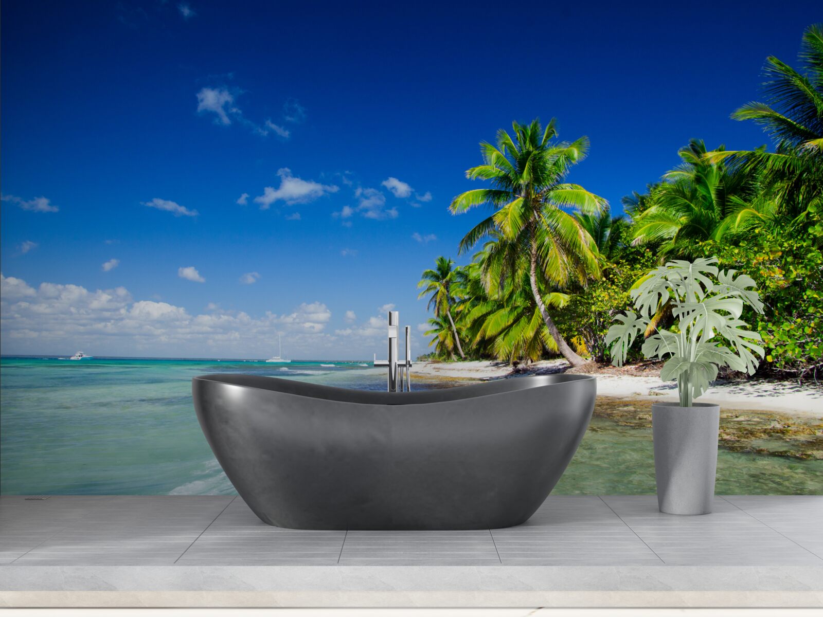 Fototapet valuri de mare pe o coastă tropicală