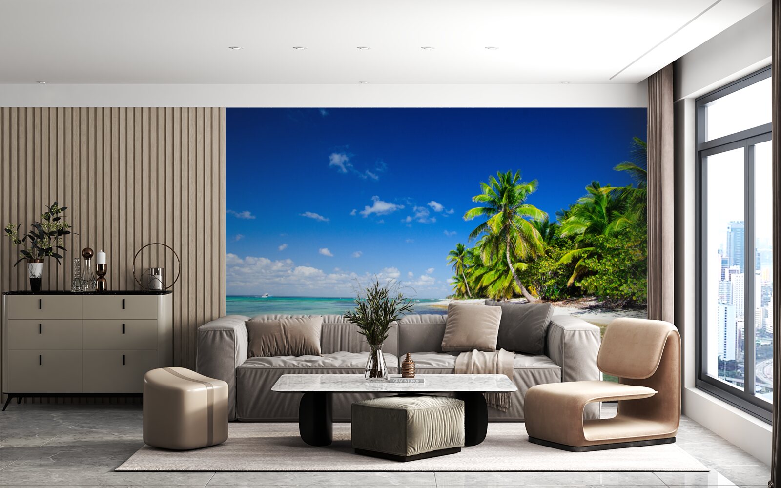 Fototapet valuri de mare pe o coastă tropicală