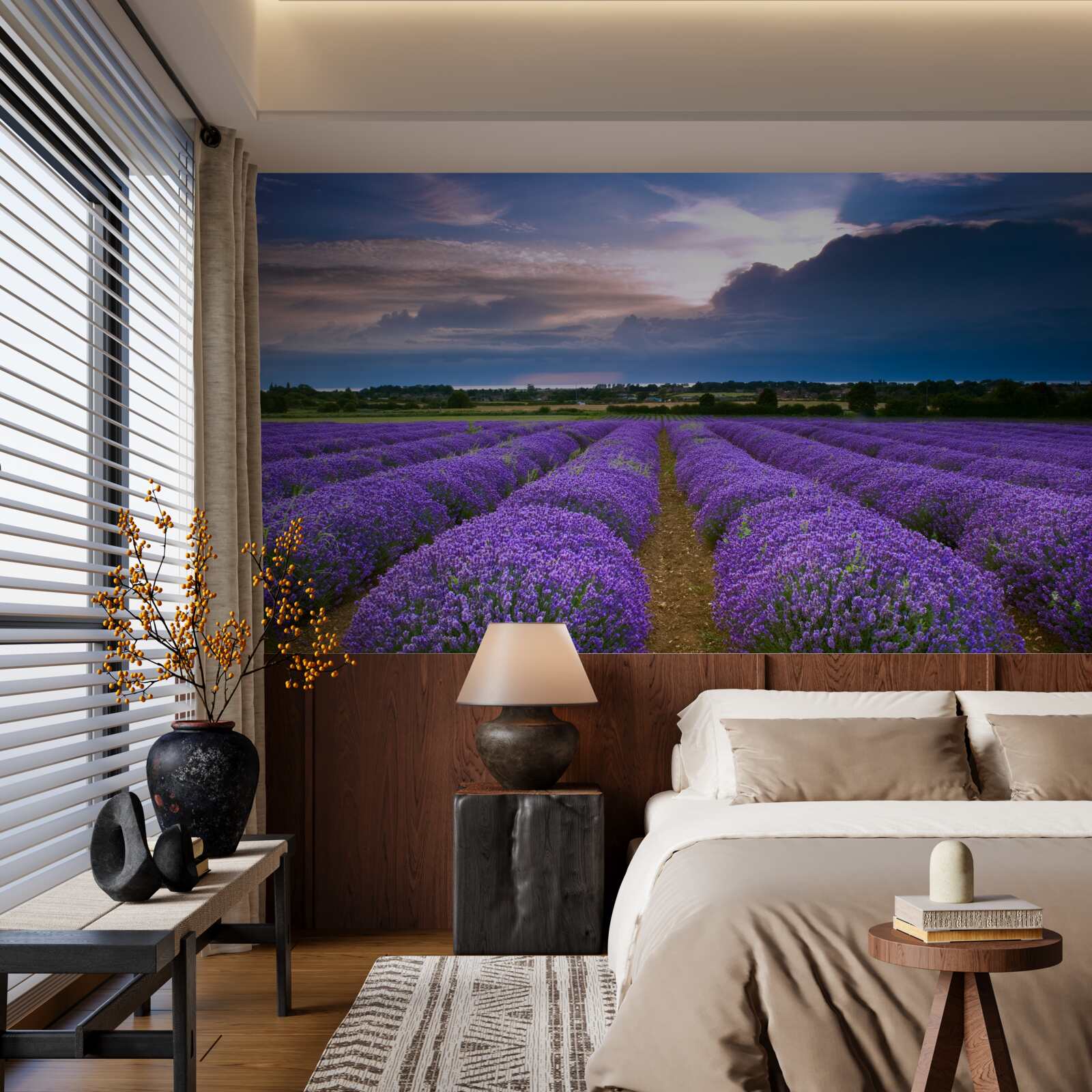 Fototapet tufe parfumate de lavandă cresc în câmp