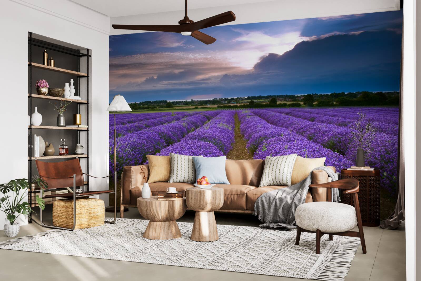 Fototapet tufe parfumate de lavandă cresc în câmp